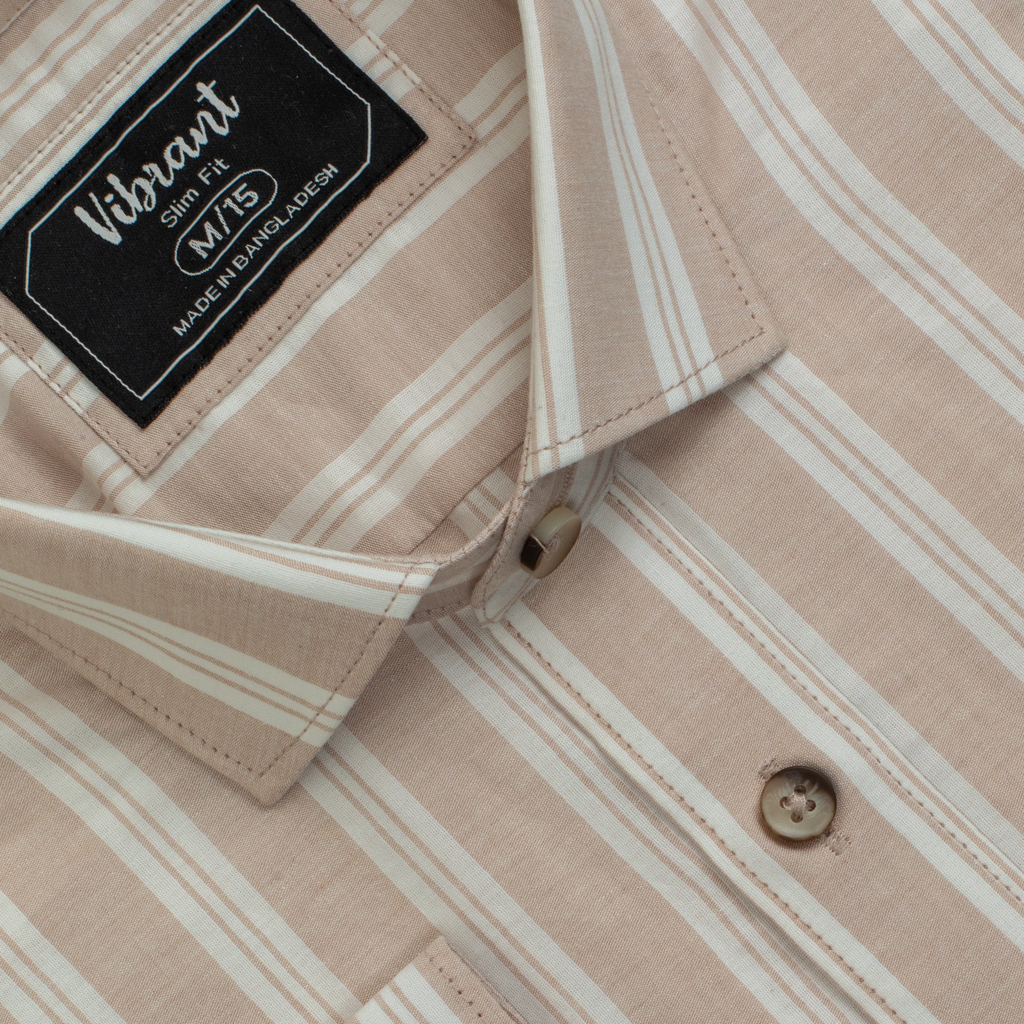BEIGE & WHITE COLOR STRIPED MEN FULL SLEEVE SHIRT - Image 3
