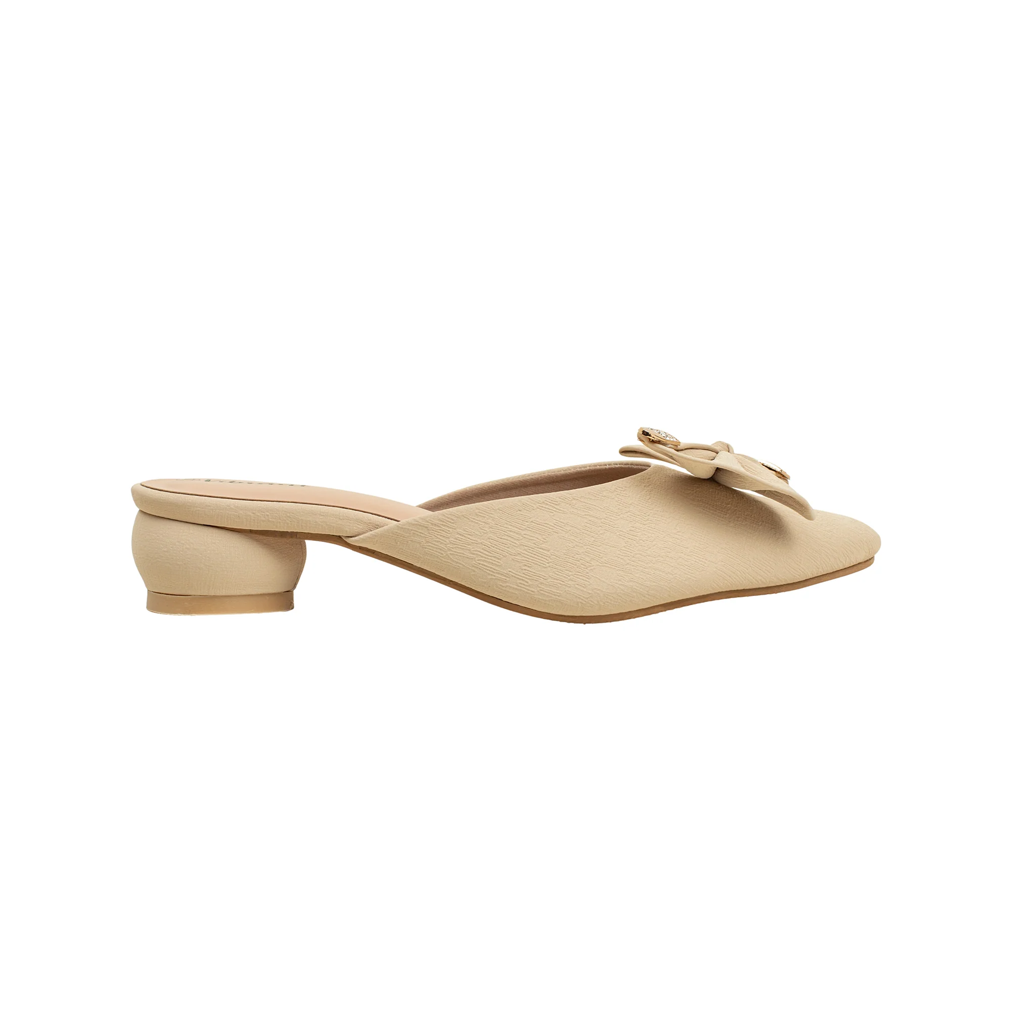 Ladies Beige Slip-On Low-Heel Mule