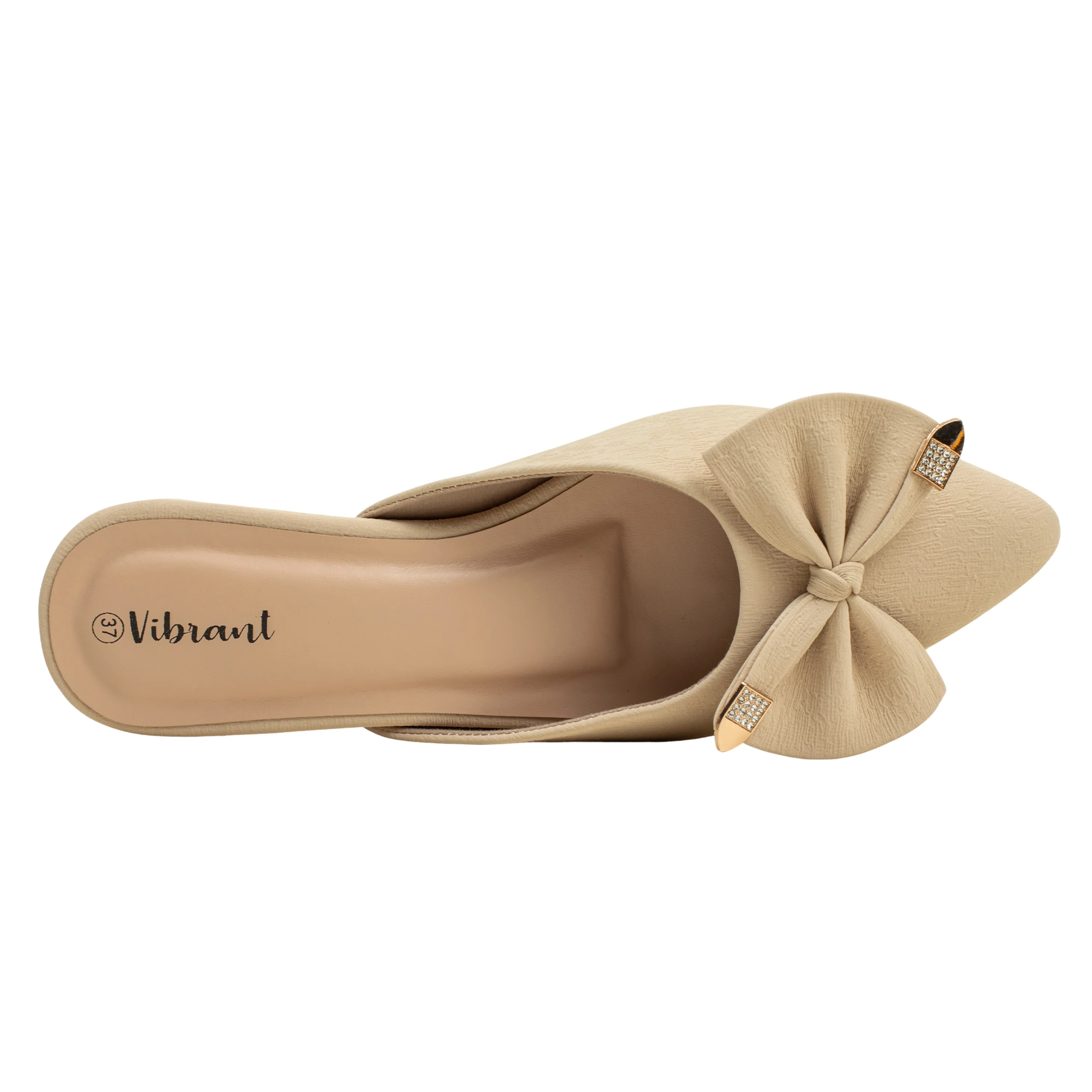 Ladies Beige Slip-On Low-Heel Mule - Image 2