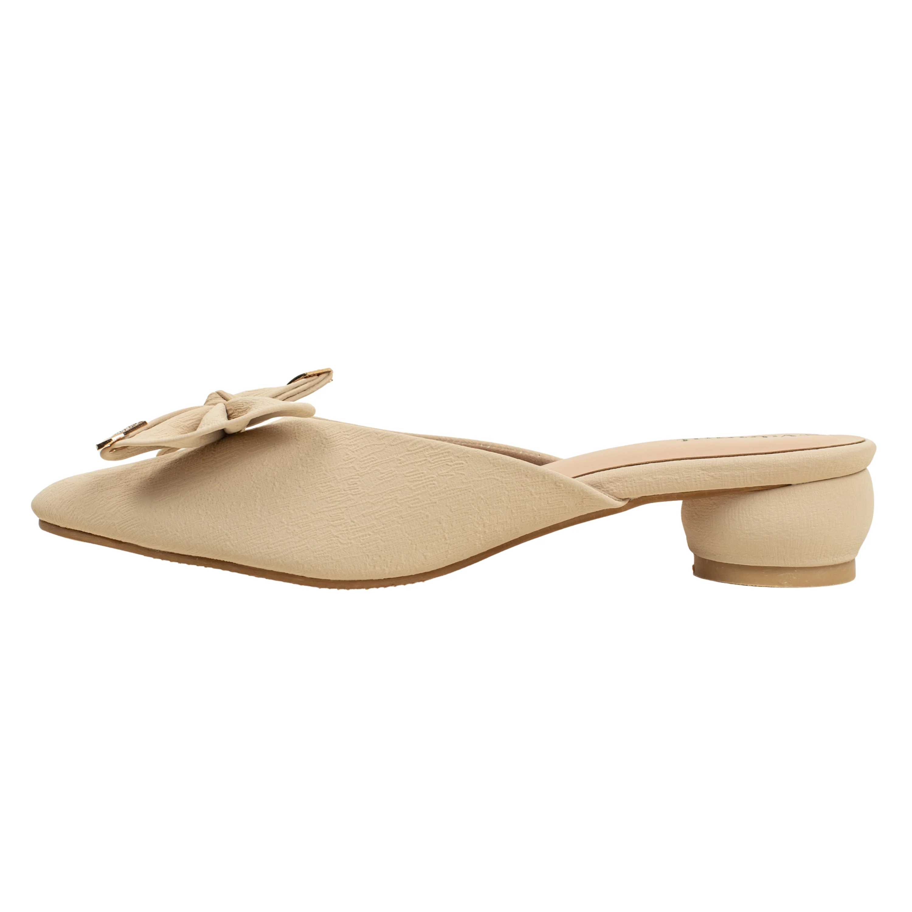 Ladies Beige Slip-On Low-Heel Mule - Image 3