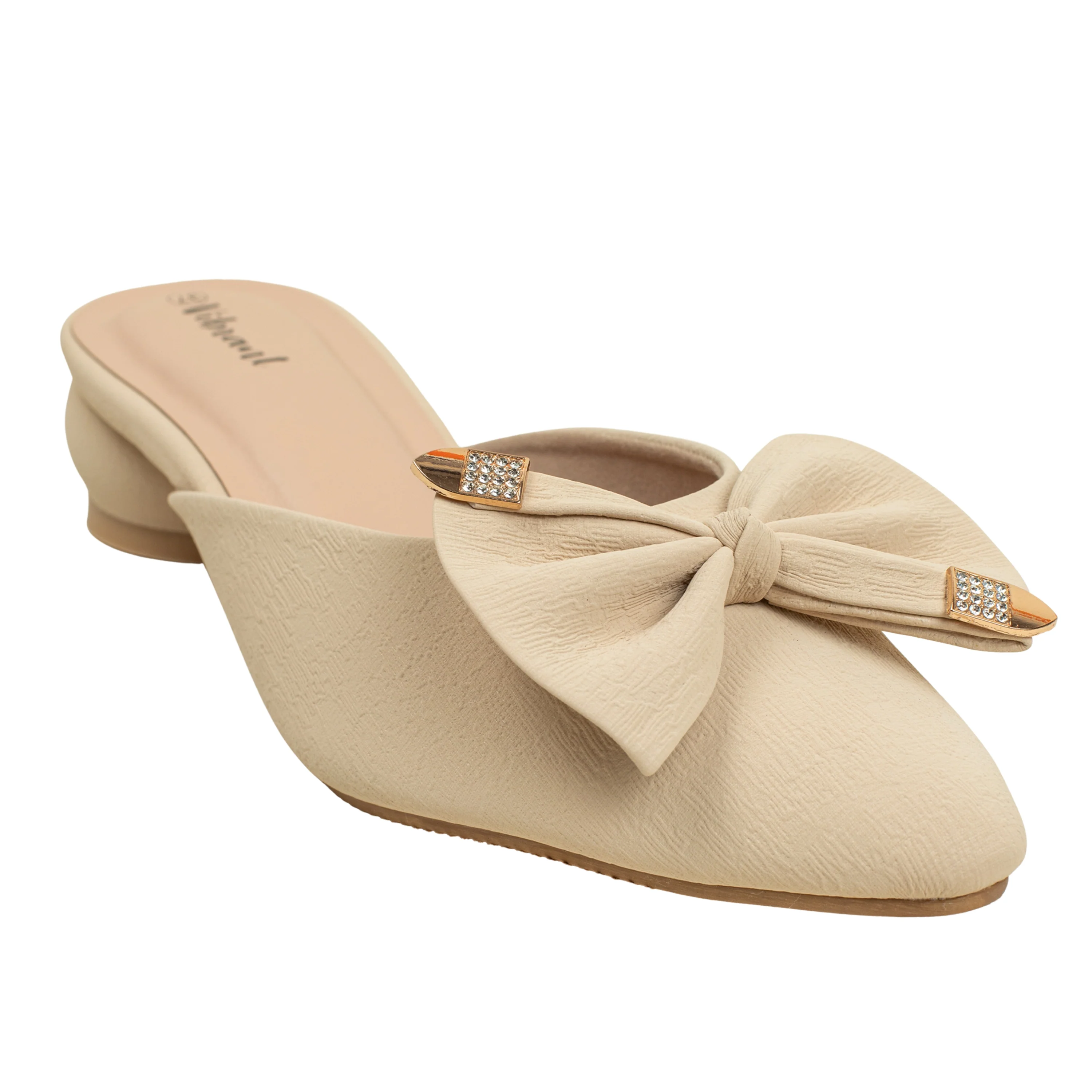 Ladies Beige Slip-On Low-Heel Mule - Image 4