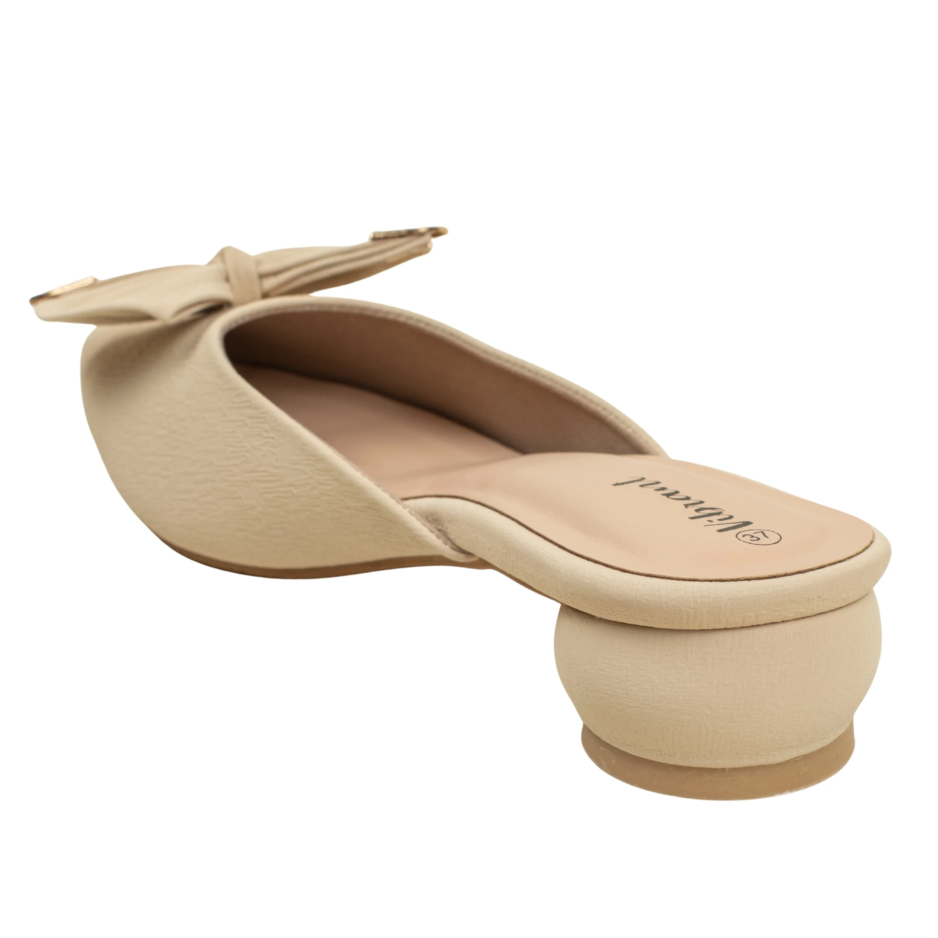 Ladies Beige Slip-On Low-Heel Mule - Image 5