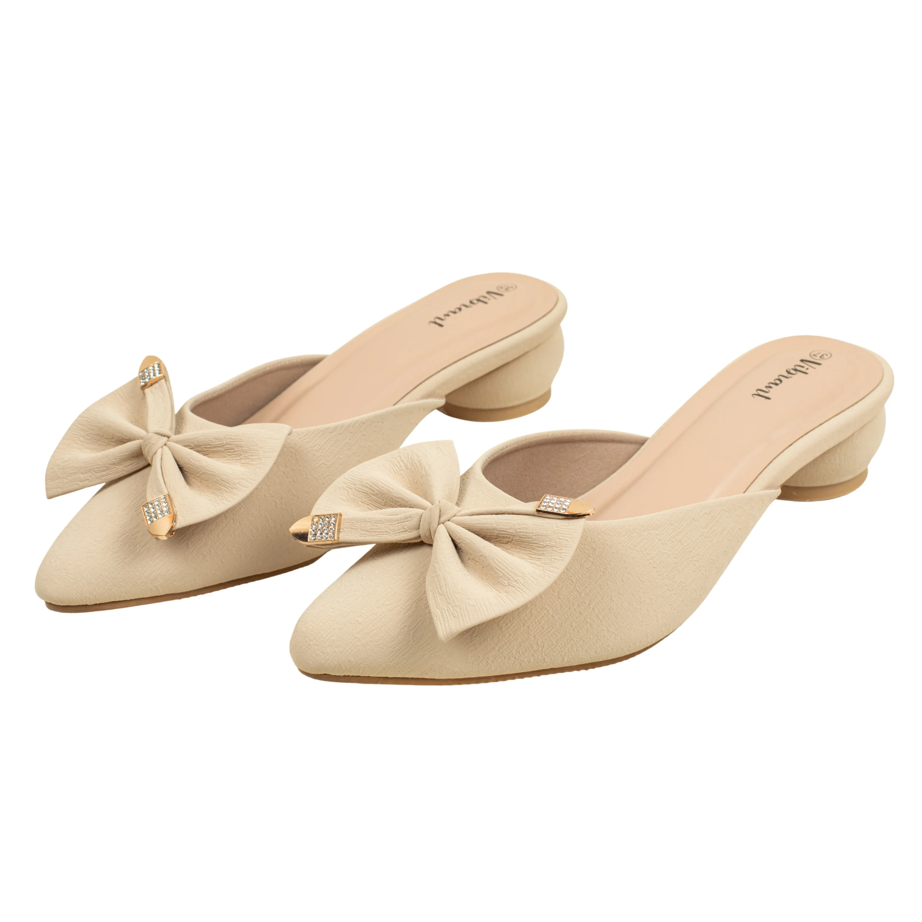 Ladies Beige Slip-On Low-Heel Mule - Image 7