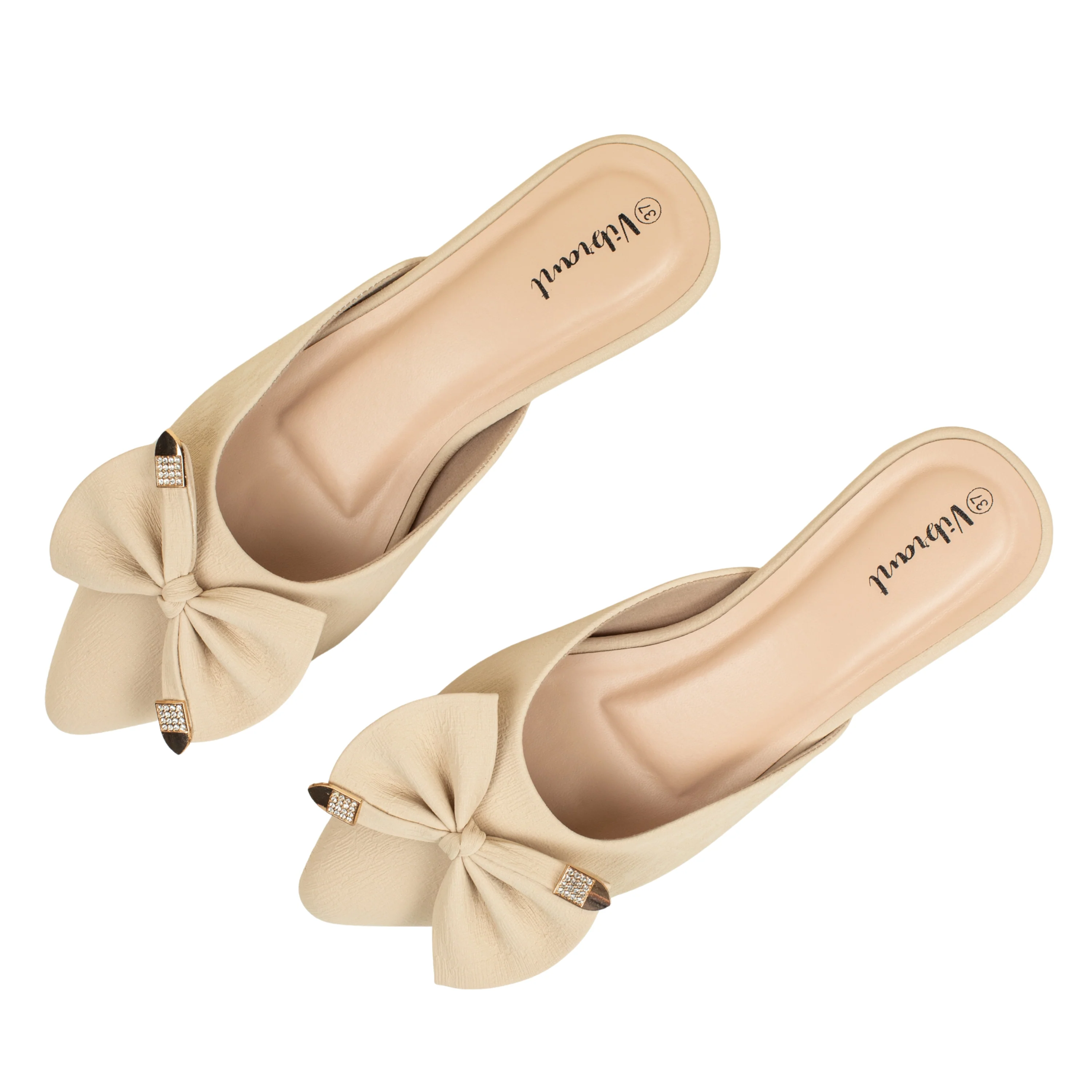 Ladies Beige Slip-On Low-Heel Mule - Image 8