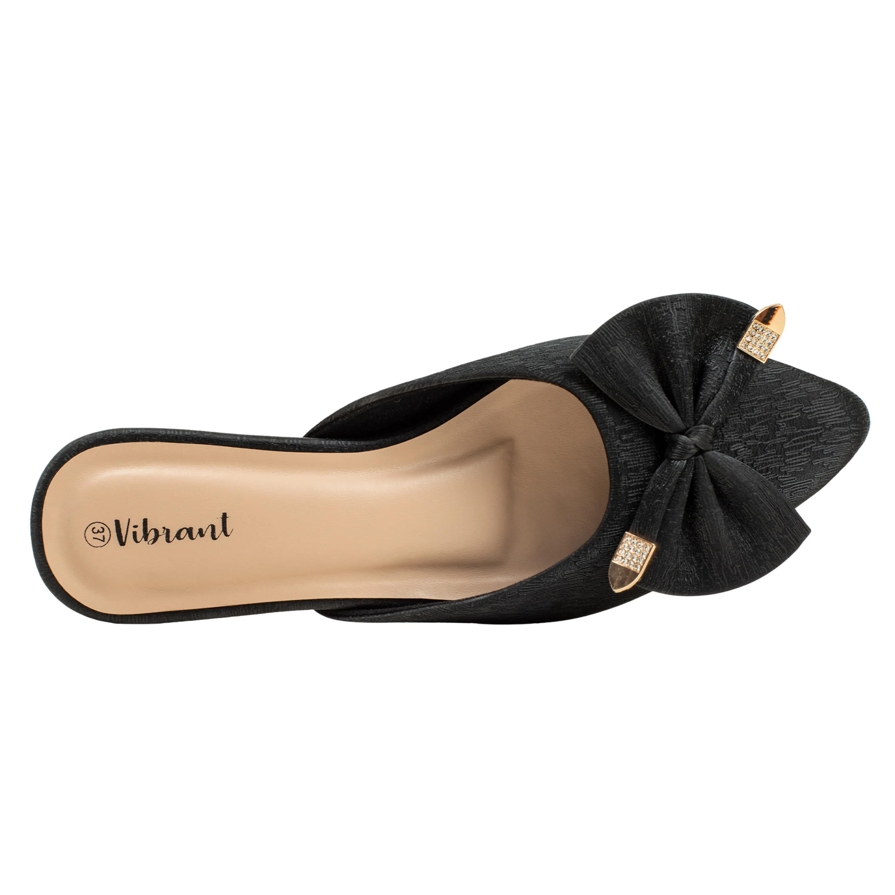 Ladies Black Slip-On Low-Heel Mule - Image 2