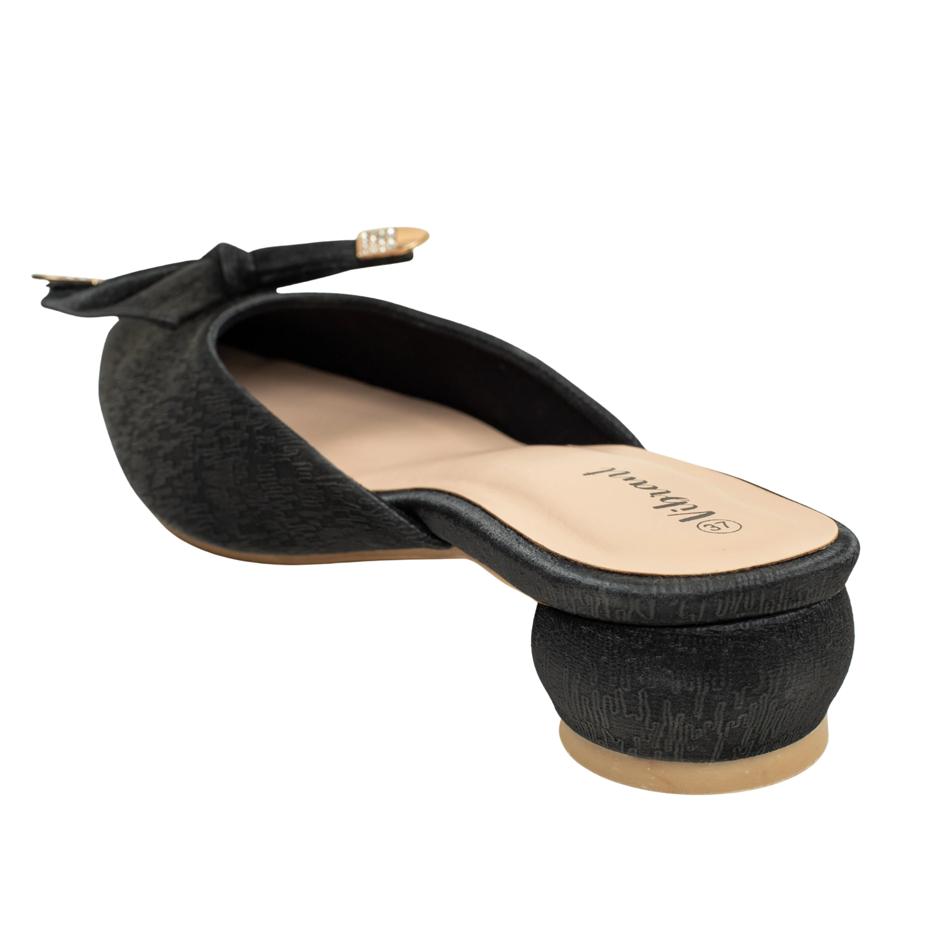 Ladies Black Slip-On Low-Heel Mule - Image 5