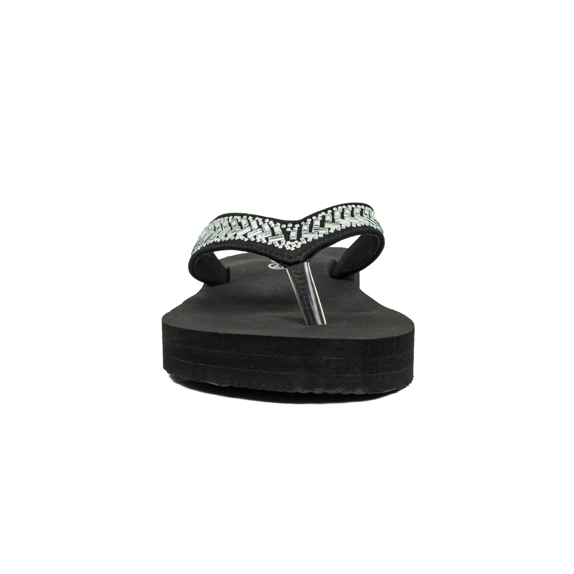 Ladies' Fashionable Black Stoned Strap Beach Flip-Flop with Comfortable Sole - Image 4