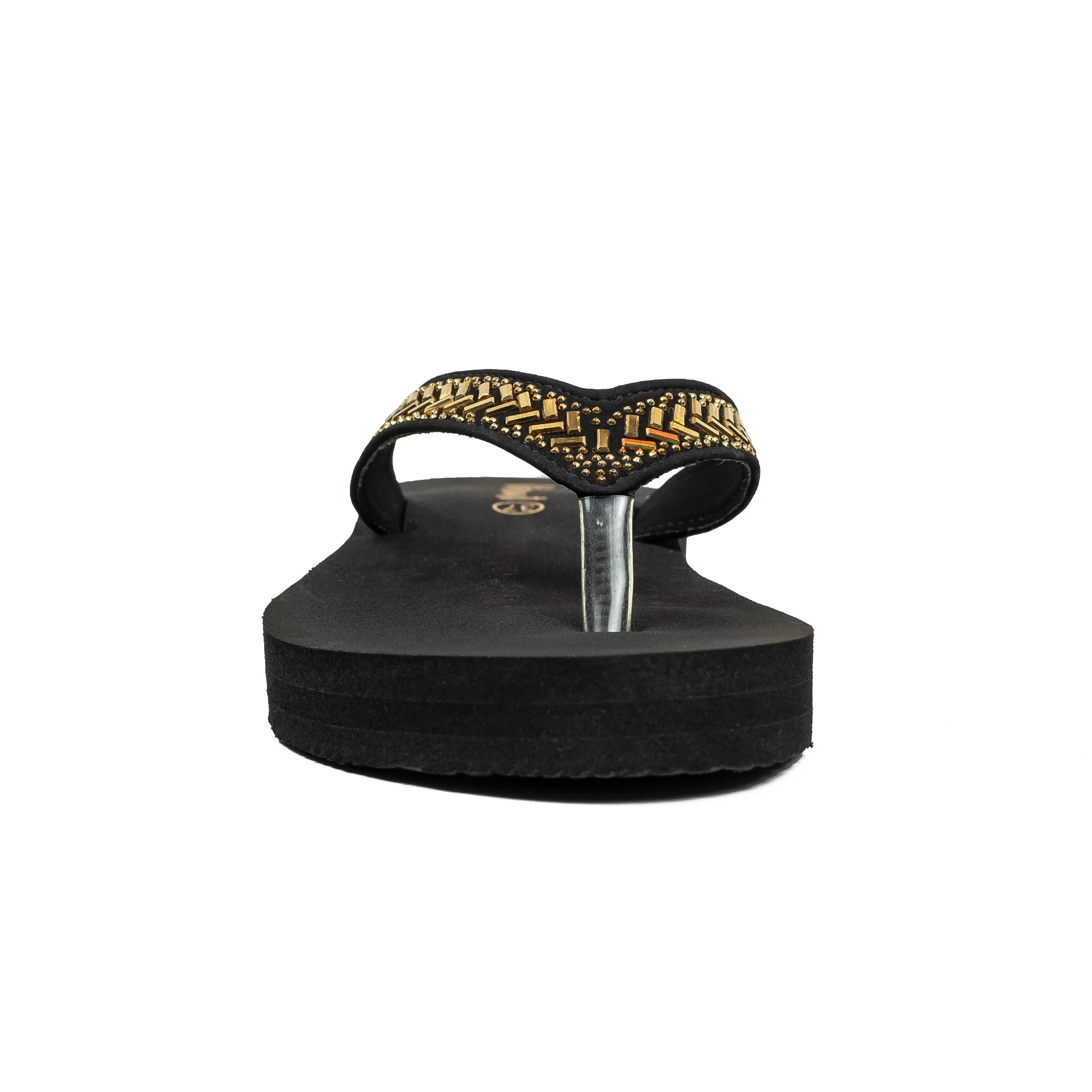 Ladies' Fashionable Golden Stoned Strap Beach Flip-Flop with Comfortable Sole - Image 4
