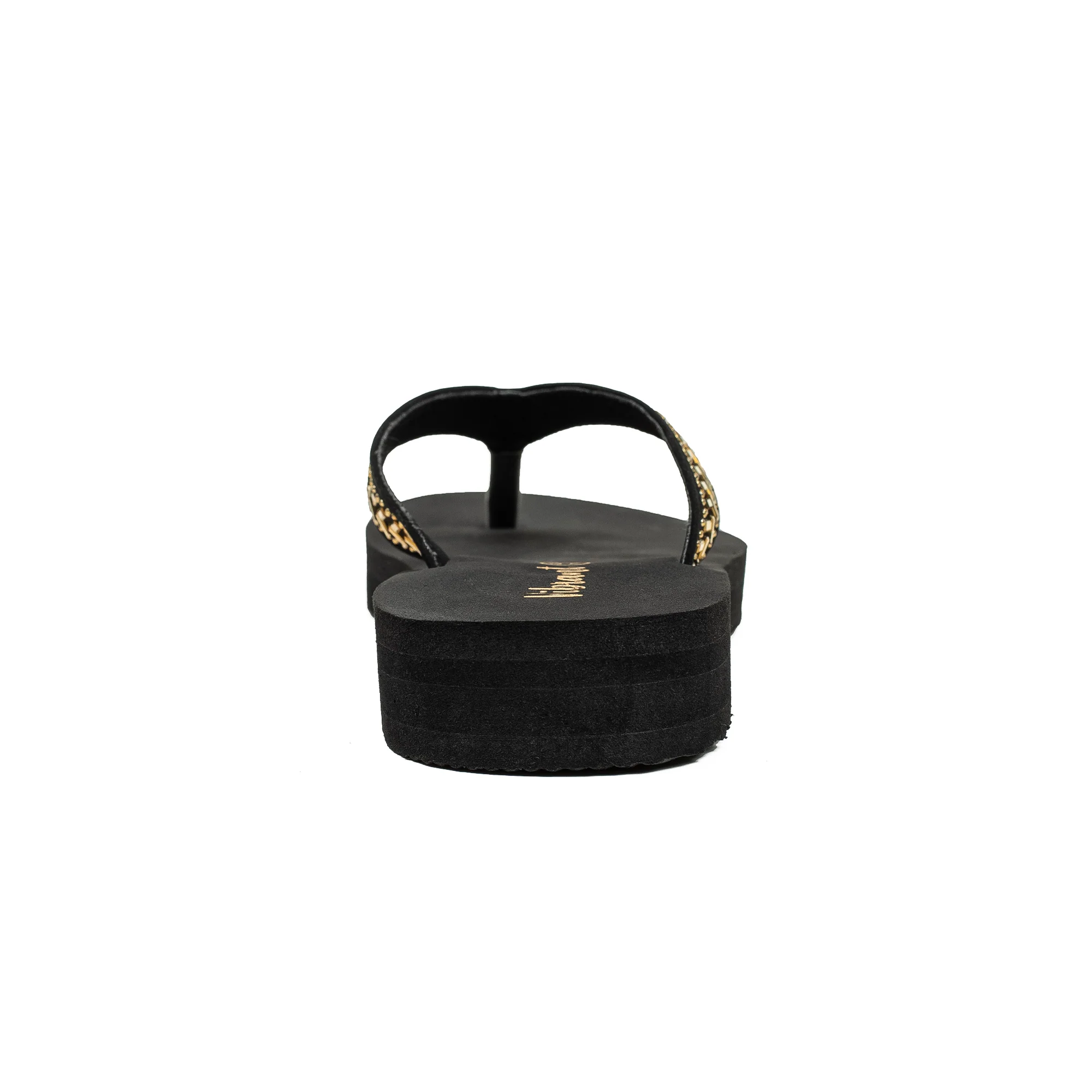 Ladies' Fashionable Golden Stoned Strap Beach Flip-Flop with Comfortable Sole - Image 5