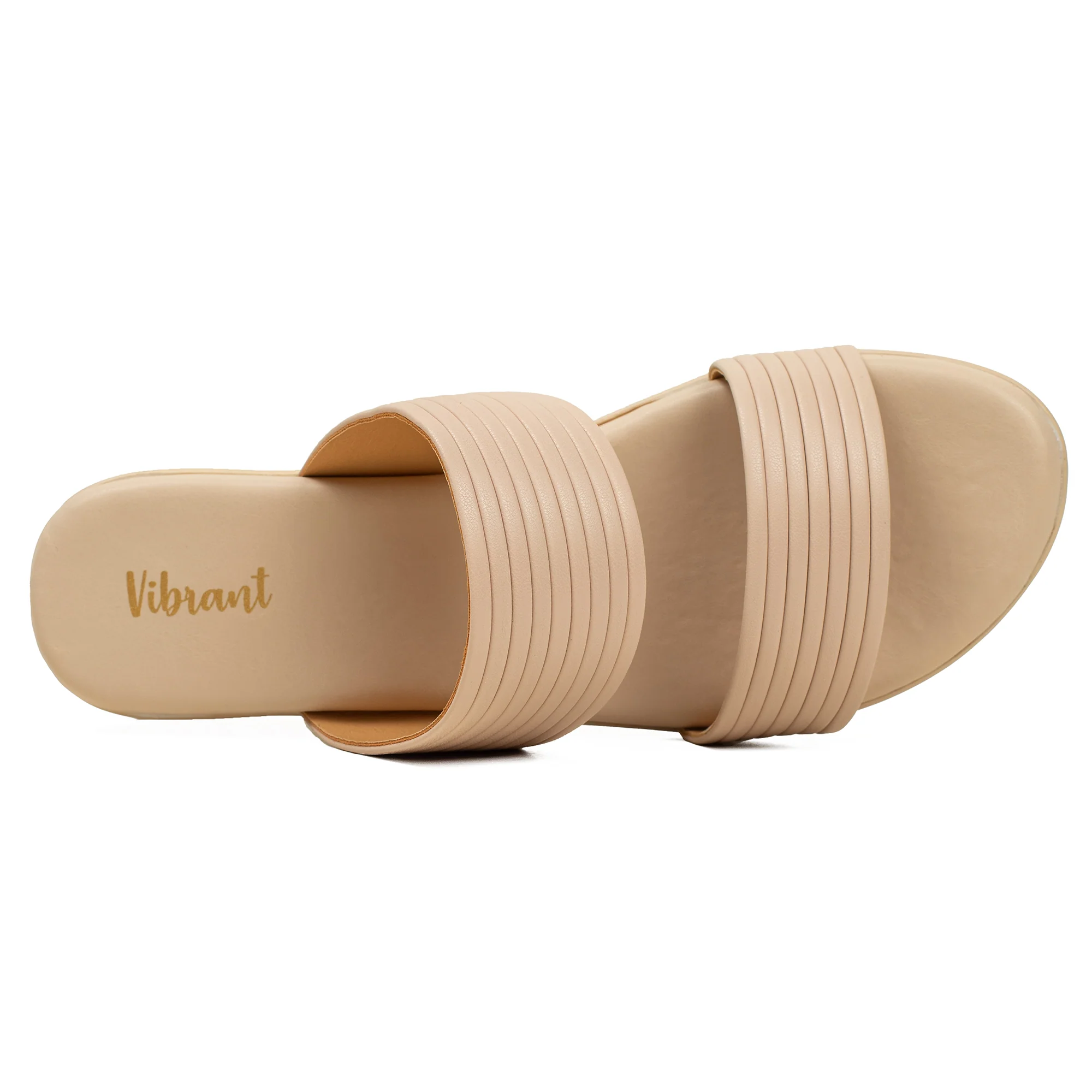 Textured Strap Wedge Sandal in Beige - Image 2
