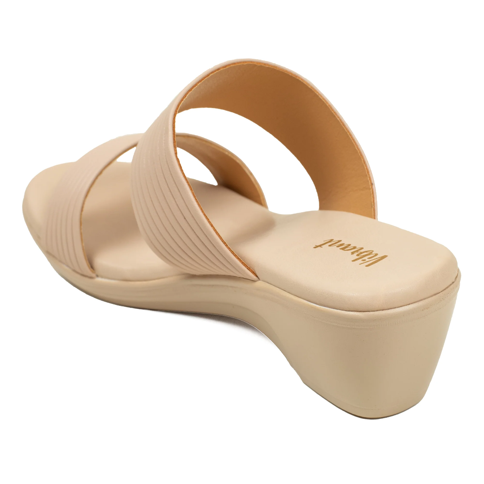 Textured Strap Wedge Sandal in Beige - Image 5