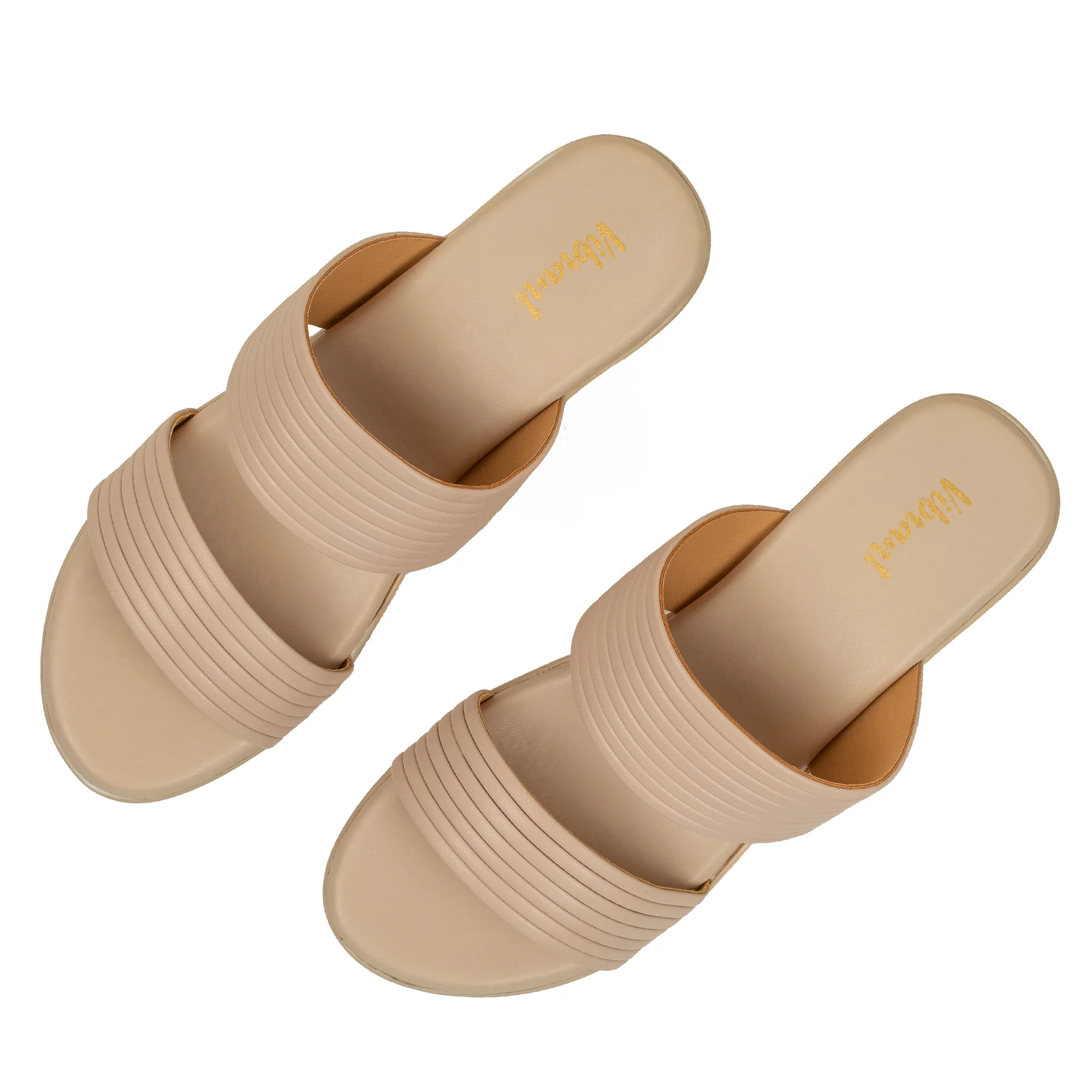 Textured Strap Wedge Sandal in Beige - Image 8