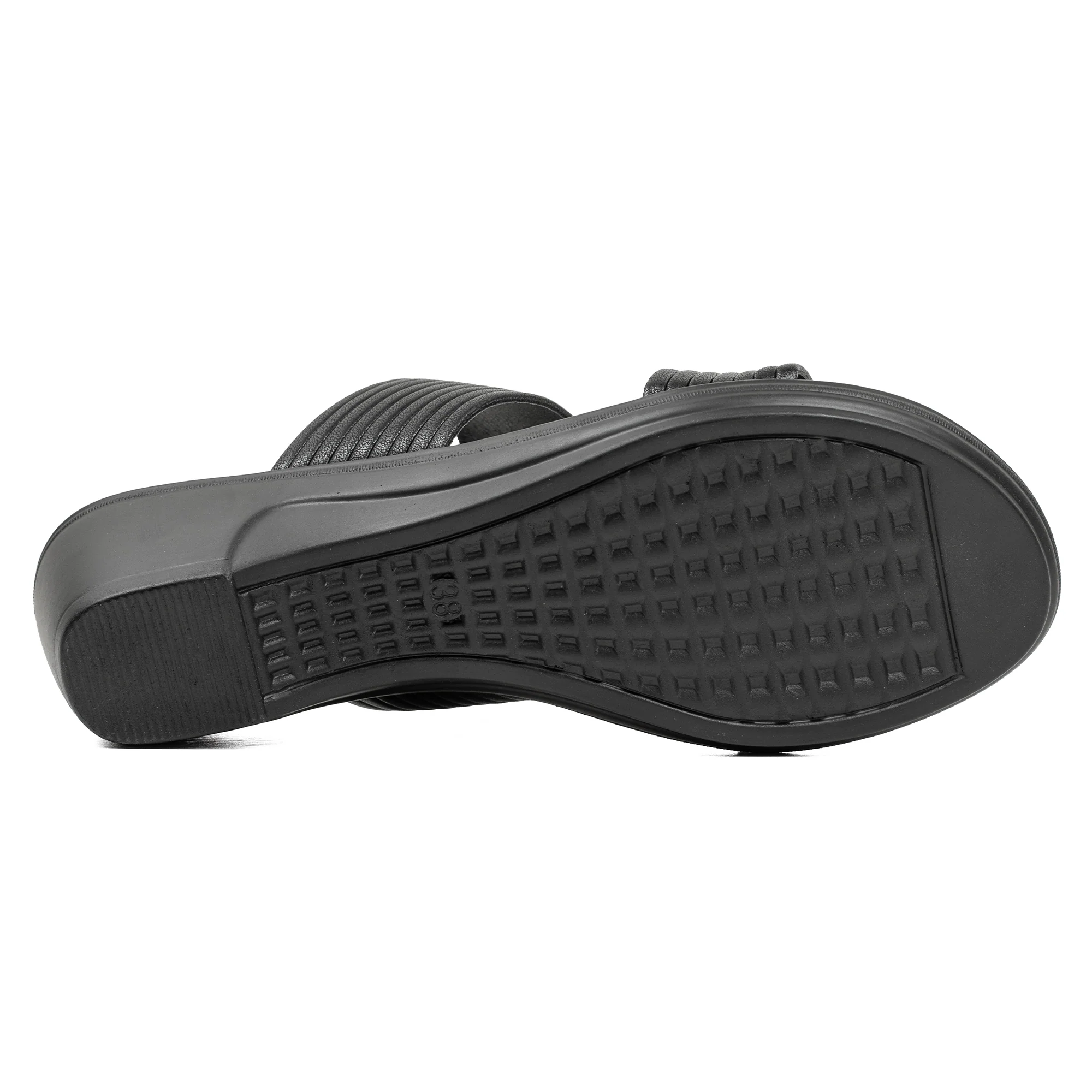 Textured Strap Wedge Sandal in Black - Image 6