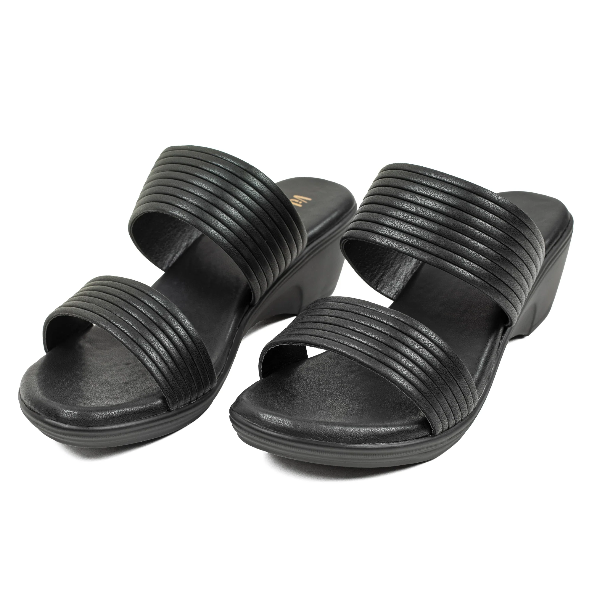 Textured Strap Wedge Sandal in Black - Image 7