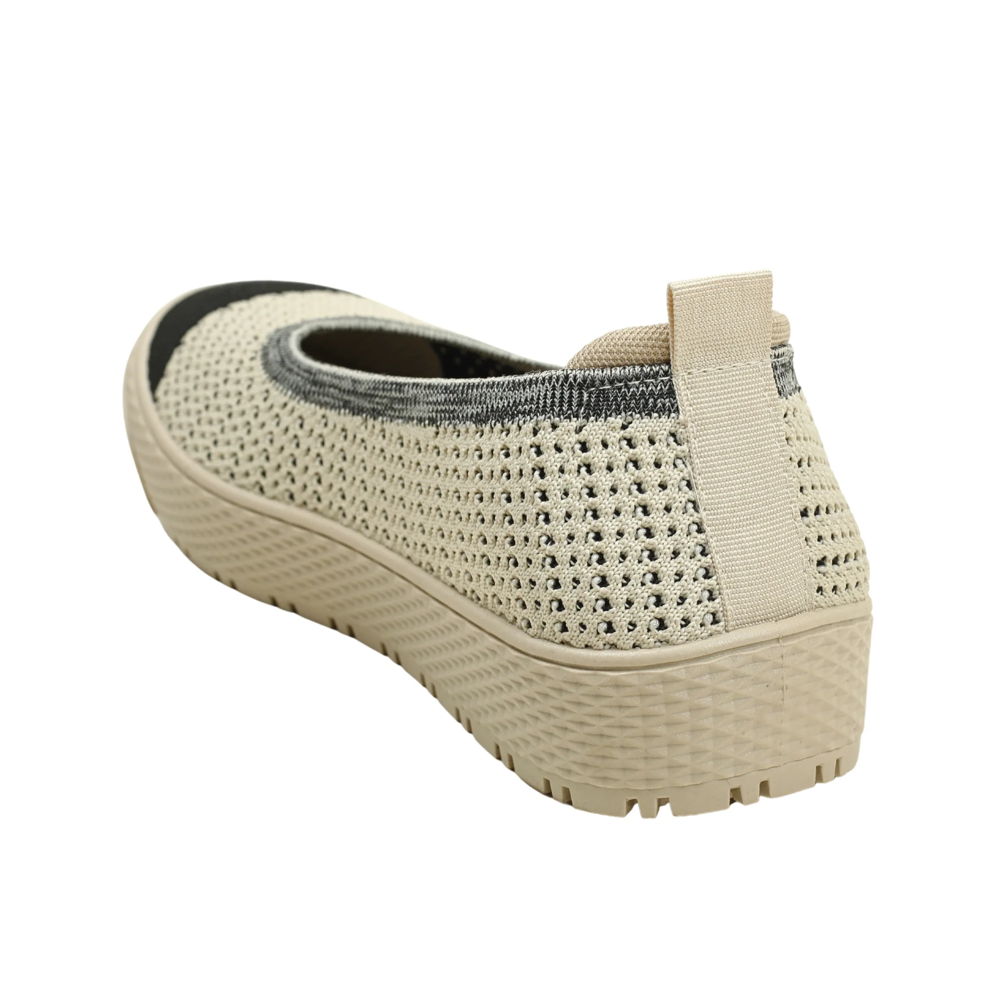 VIBRANT BEIGE AND BLACK KNIT PLATFORM SLIP-ON SHOES - Image 4