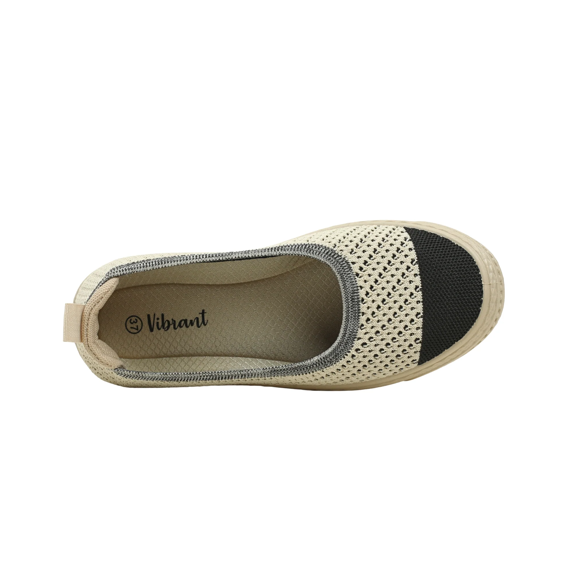 VIBRANT BEIGE AND BLACK KNIT PLATFORM SLIP-ON SHOES - Image 5
