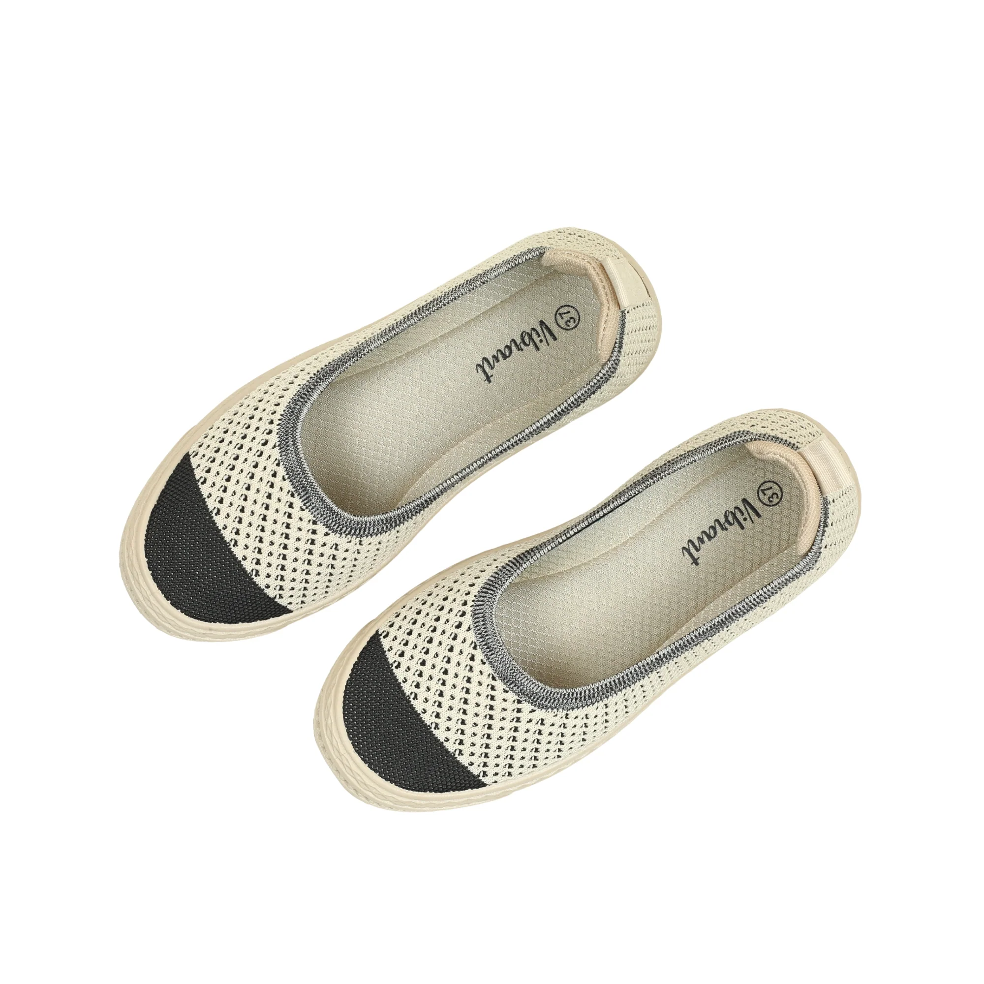 VIBRANT BEIGE AND BLACK KNIT PLATFORM SLIP-ON SHOES - Image 8