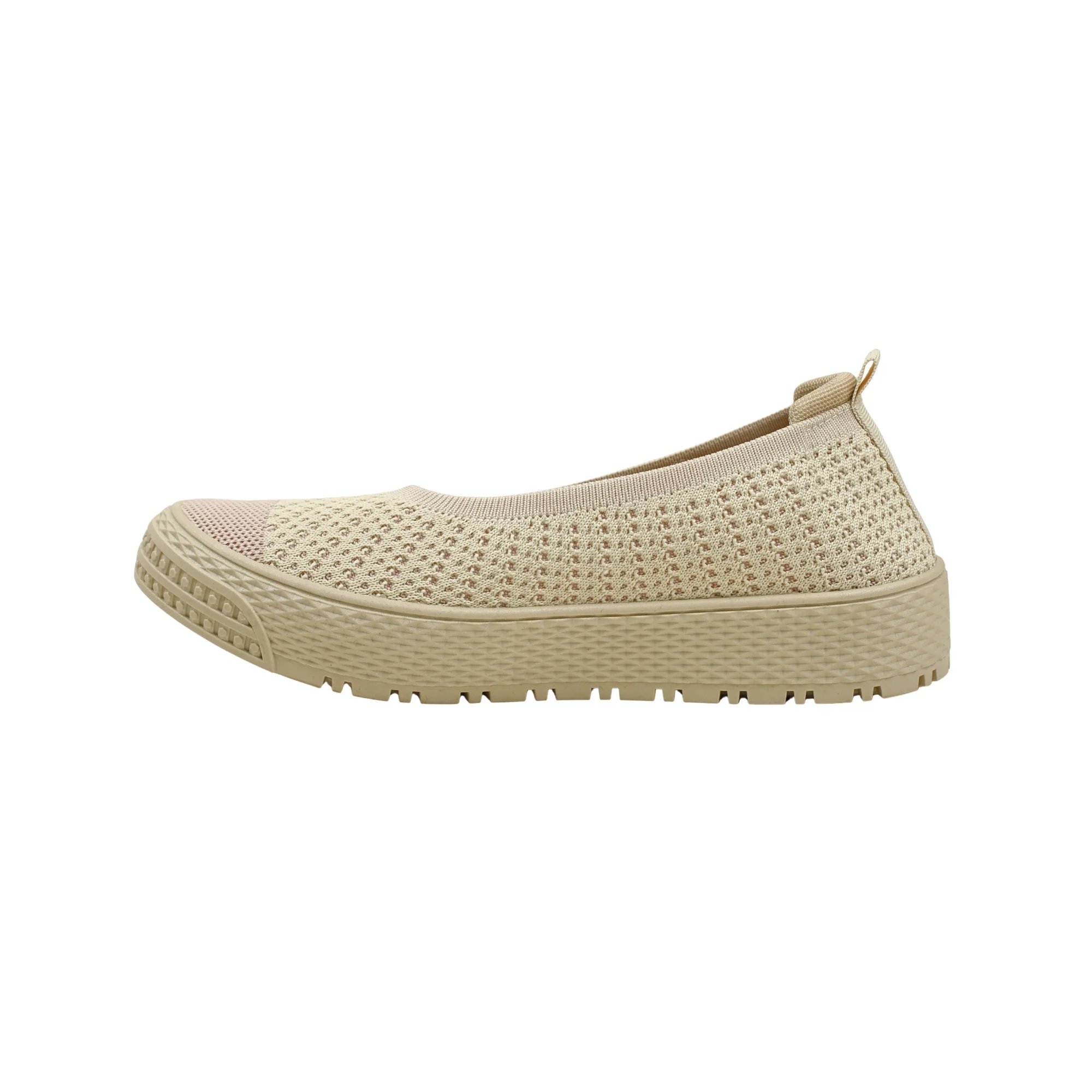 VIBRANT BEIGE AND PINK KNIT PLATFORM SLIP-ON SHOES - Image 3