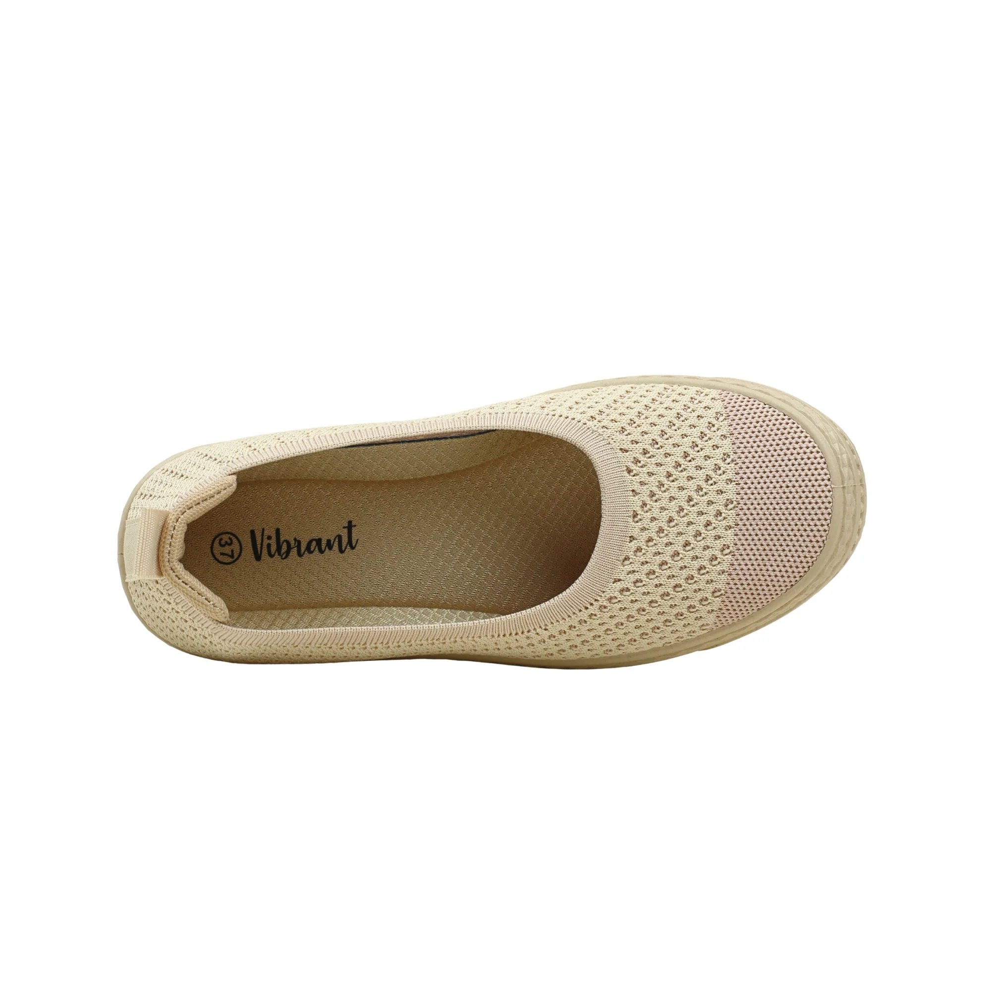 VIBRANT BEIGE AND PINK KNIT PLATFORM SLIP-ON SHOES - Image 5