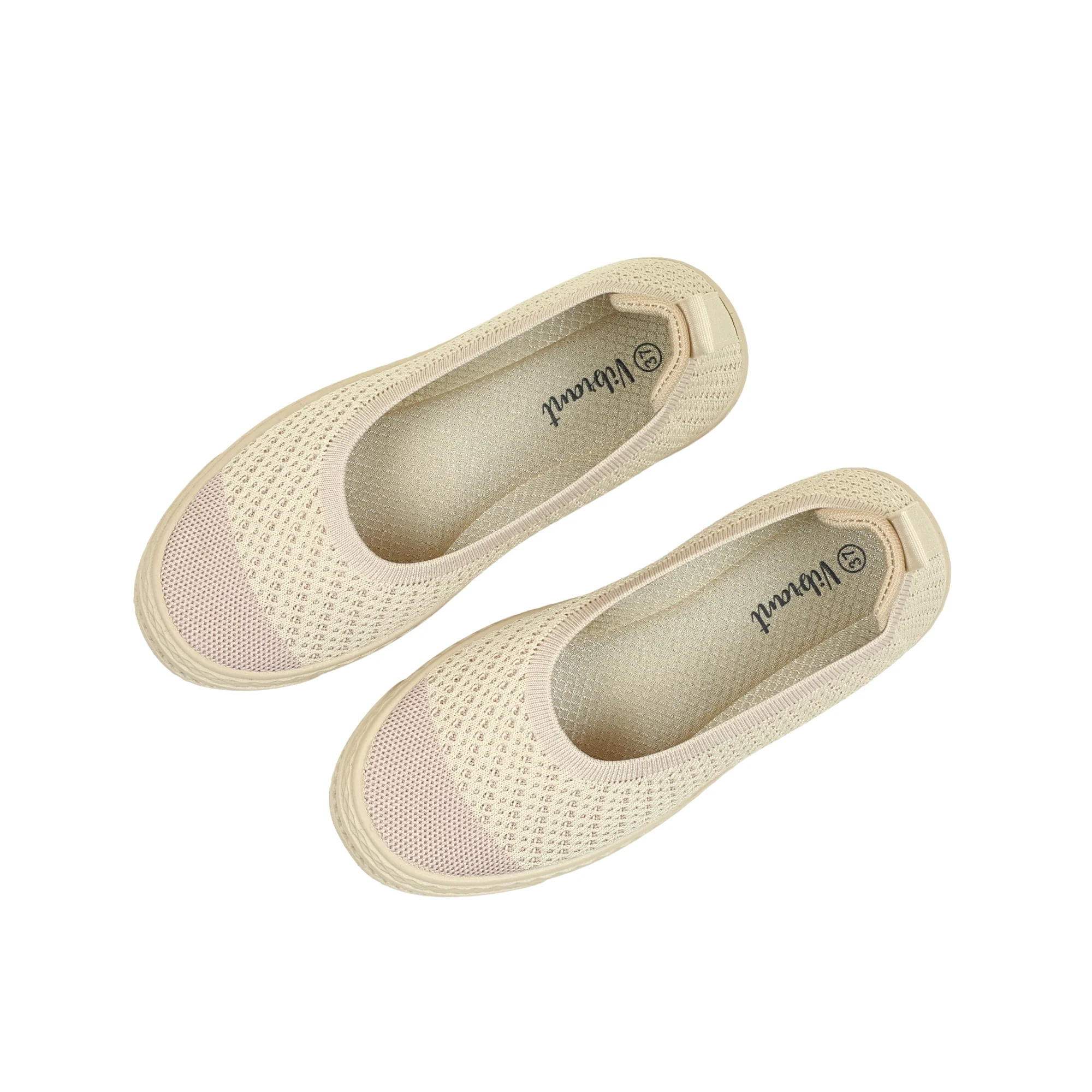 VIBRANT BEIGE AND PINK KNIT PLATFORM SLIP-ON SHOES - Image 8