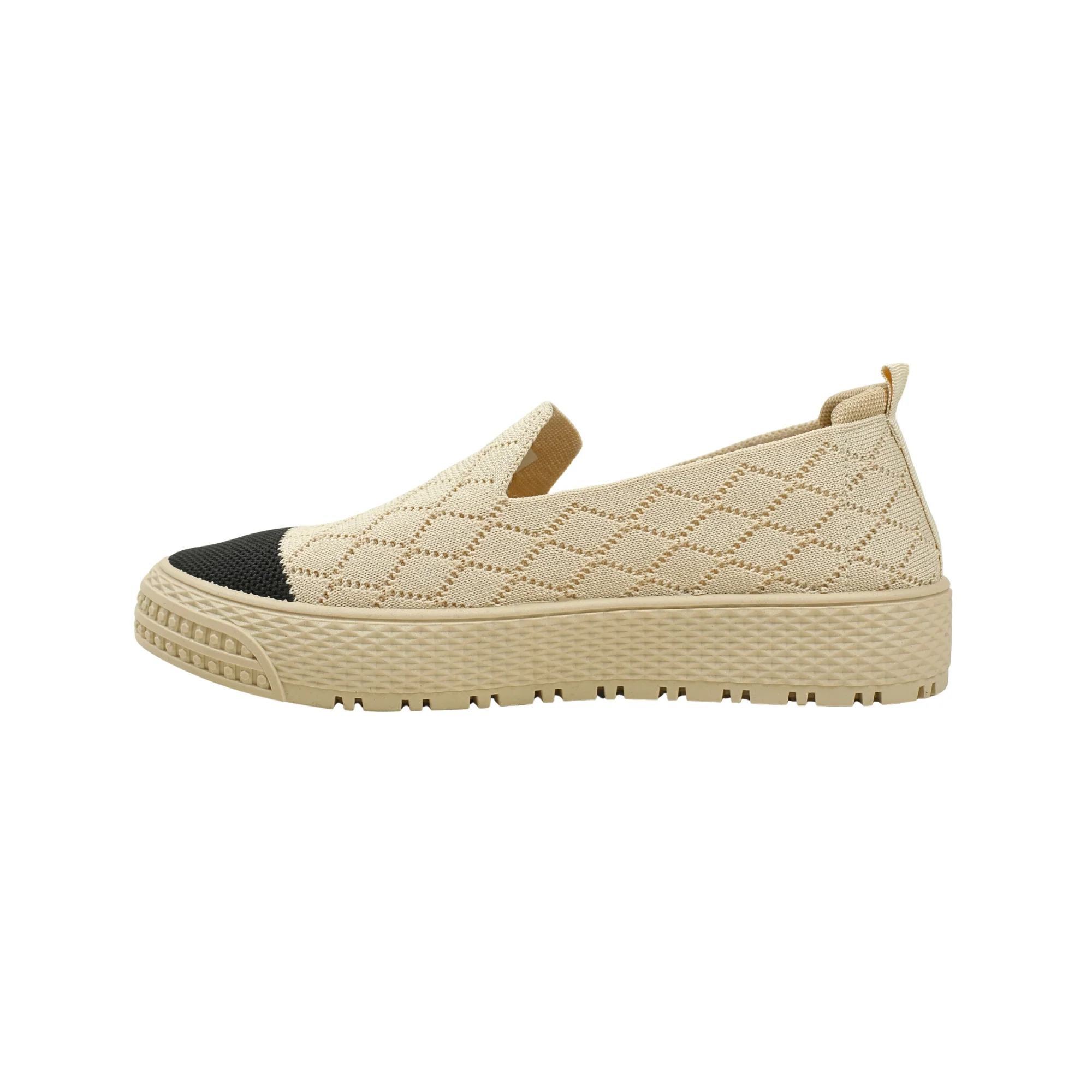 VIBRANT BEIGE KNIT PLATFORM SLIP-ON SHOES - Image 3