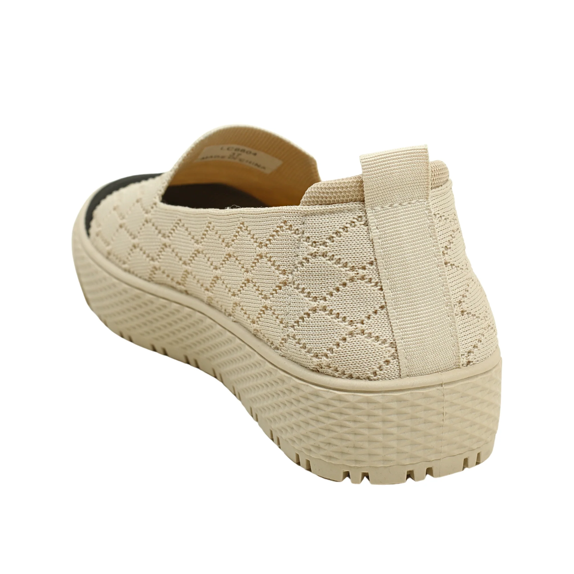 VIBRANT BEIGE KNIT PLATFORM SLIP-ON SHOES - Image 4
