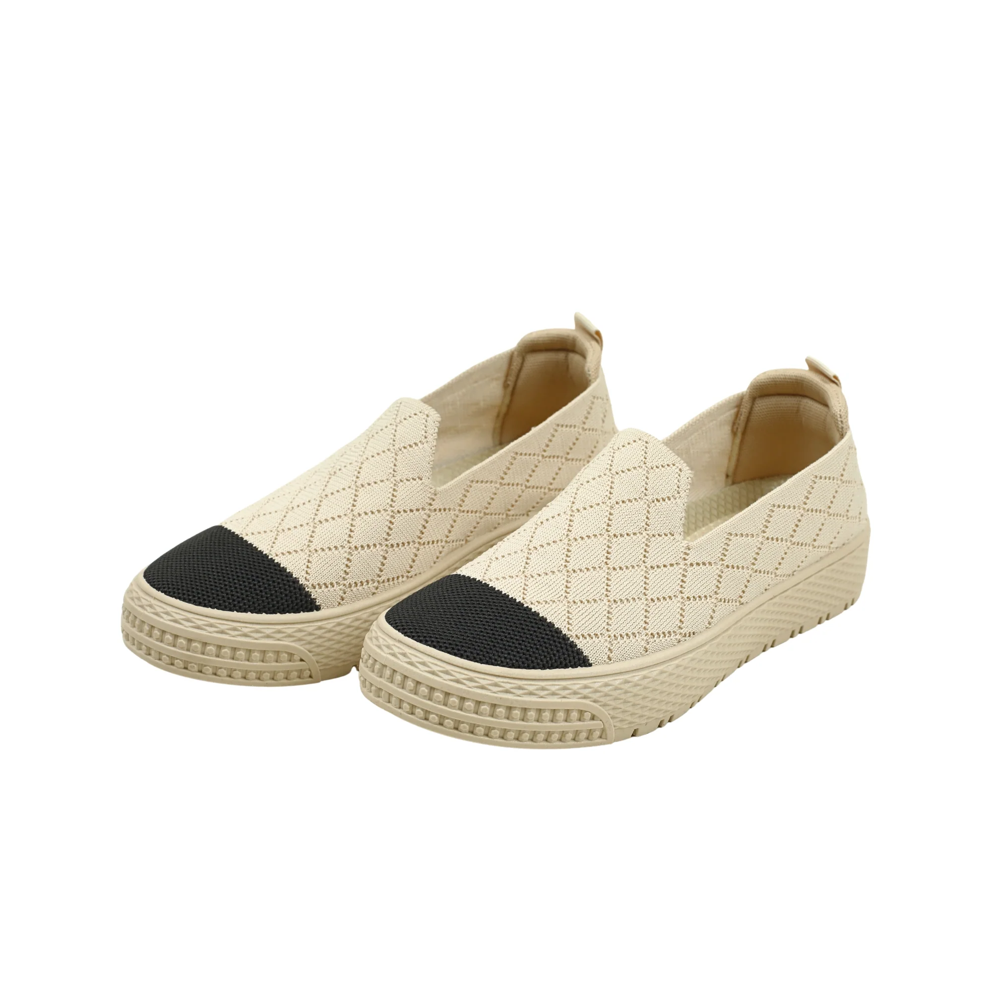 VIBRANT BEIGE KNIT PLATFORM SLIP-ON SHOES - Image 7
