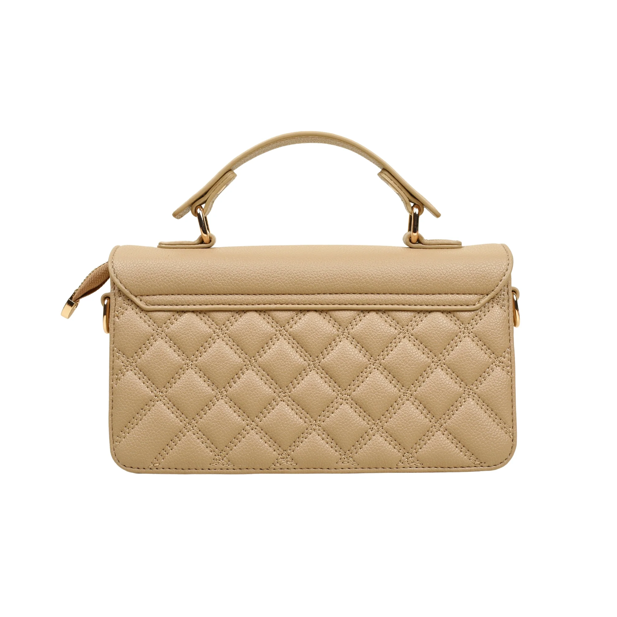 VIBRANT BEIGE QUILTED SATCHEL BAG - Image 2