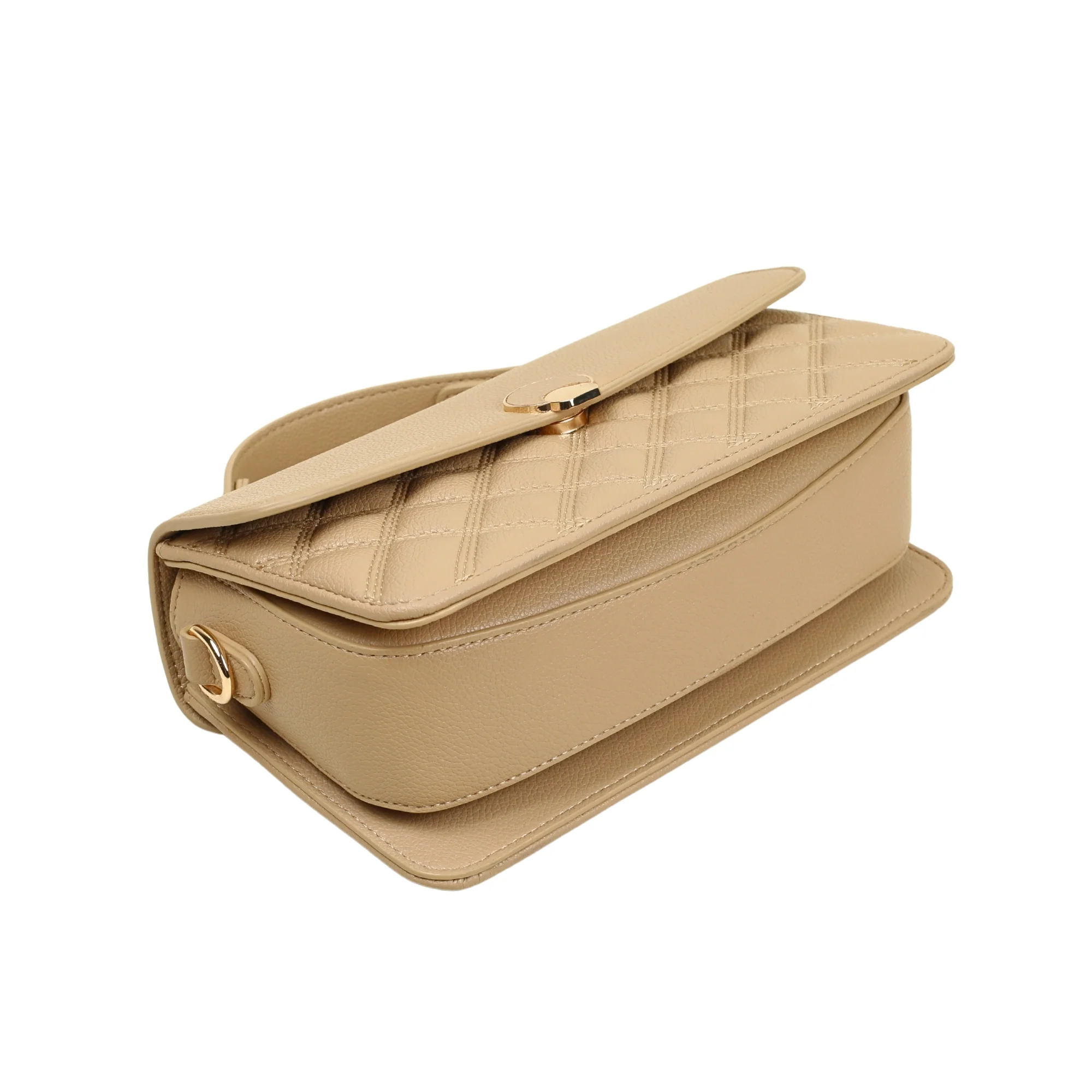 VIBRANT BEIGE QUILTED SATCHEL BAG - Image 4