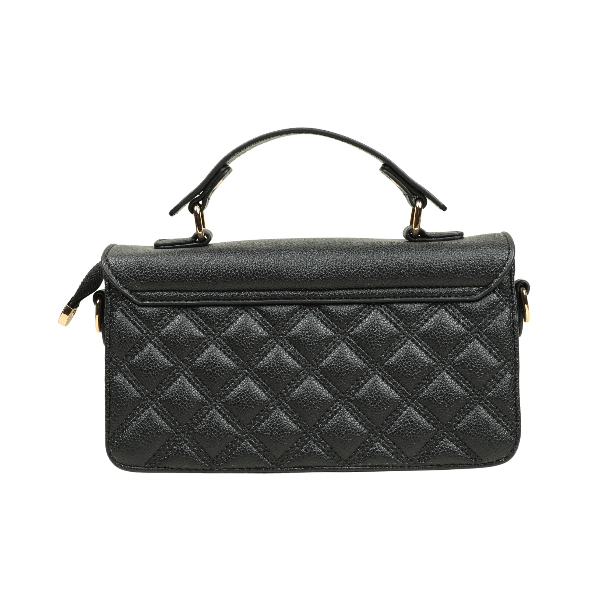 VIBRANT BLACK QUILTED SATCHEL BAG - Image 2