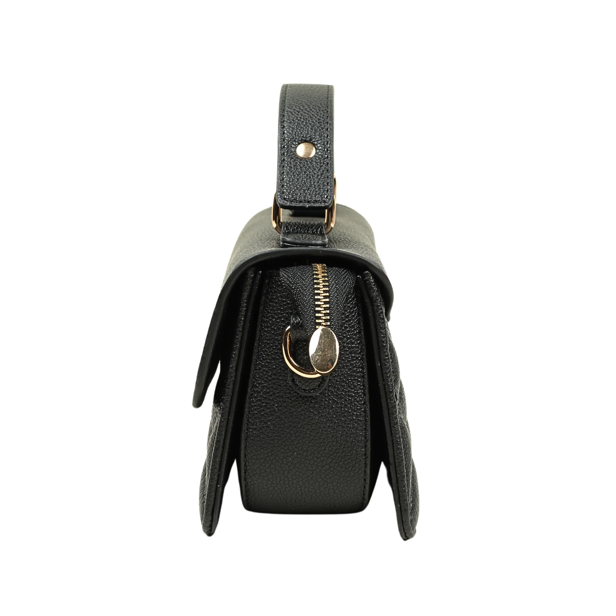 VIBRANT BLACK QUILTED SATCHEL BAG - Image 4