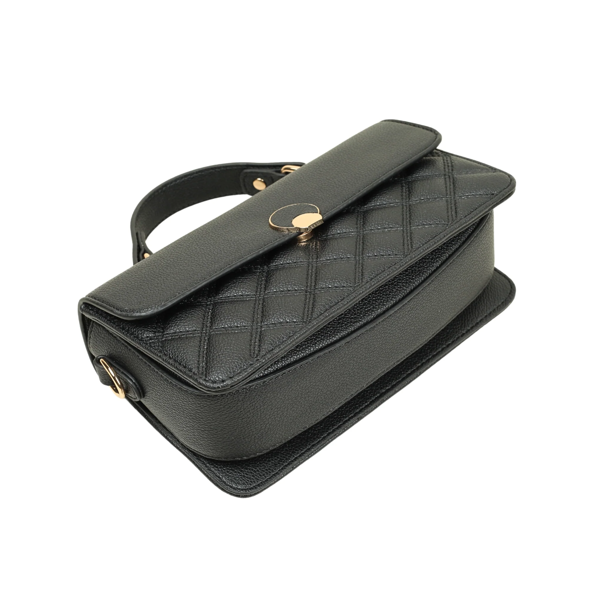 VIBRANT BLACK QUILTED SATCHEL BAG - Image 5