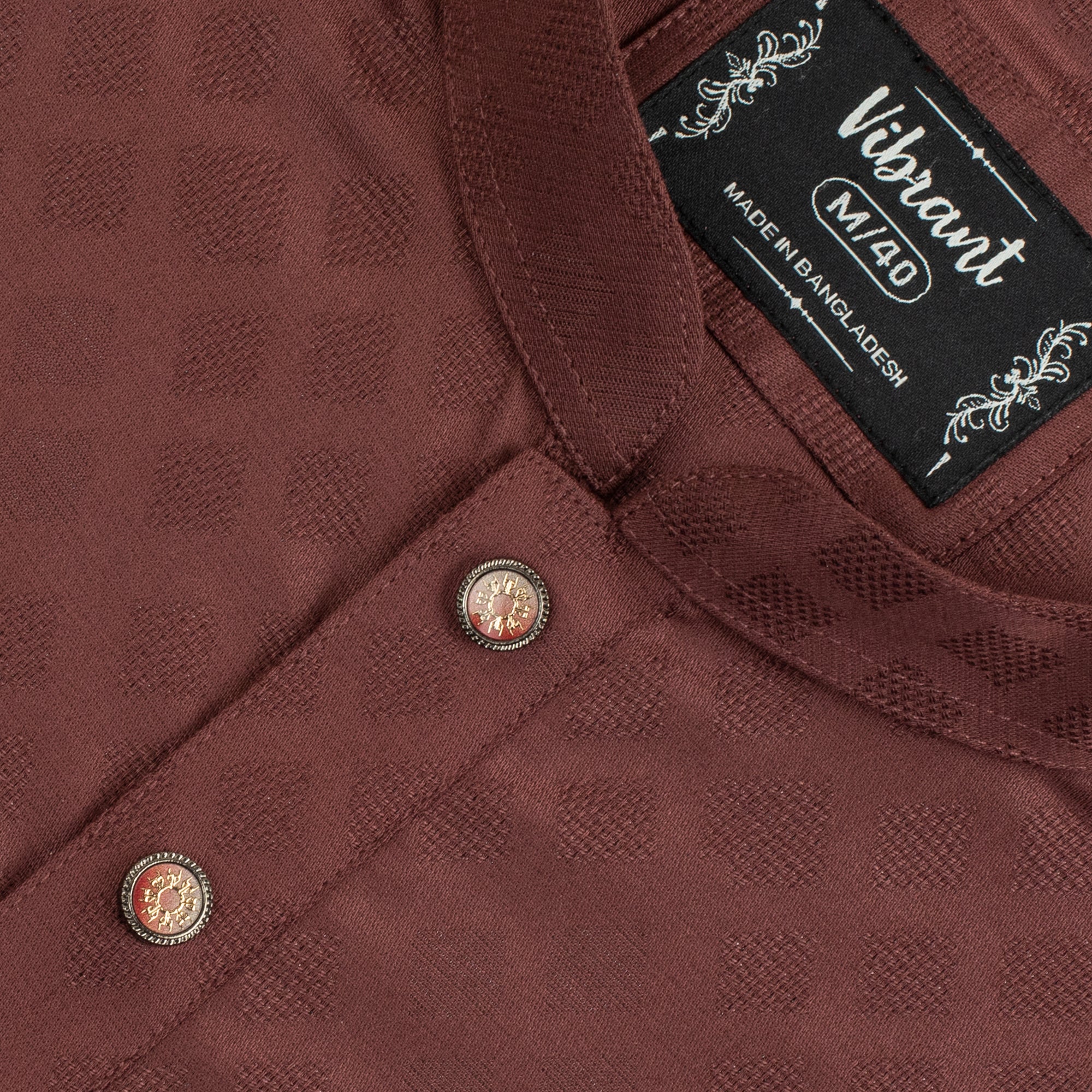 VIBRANT BROWN BLENDED COTTON PANJABI WITH JAQUARD PRINT - Image 2
