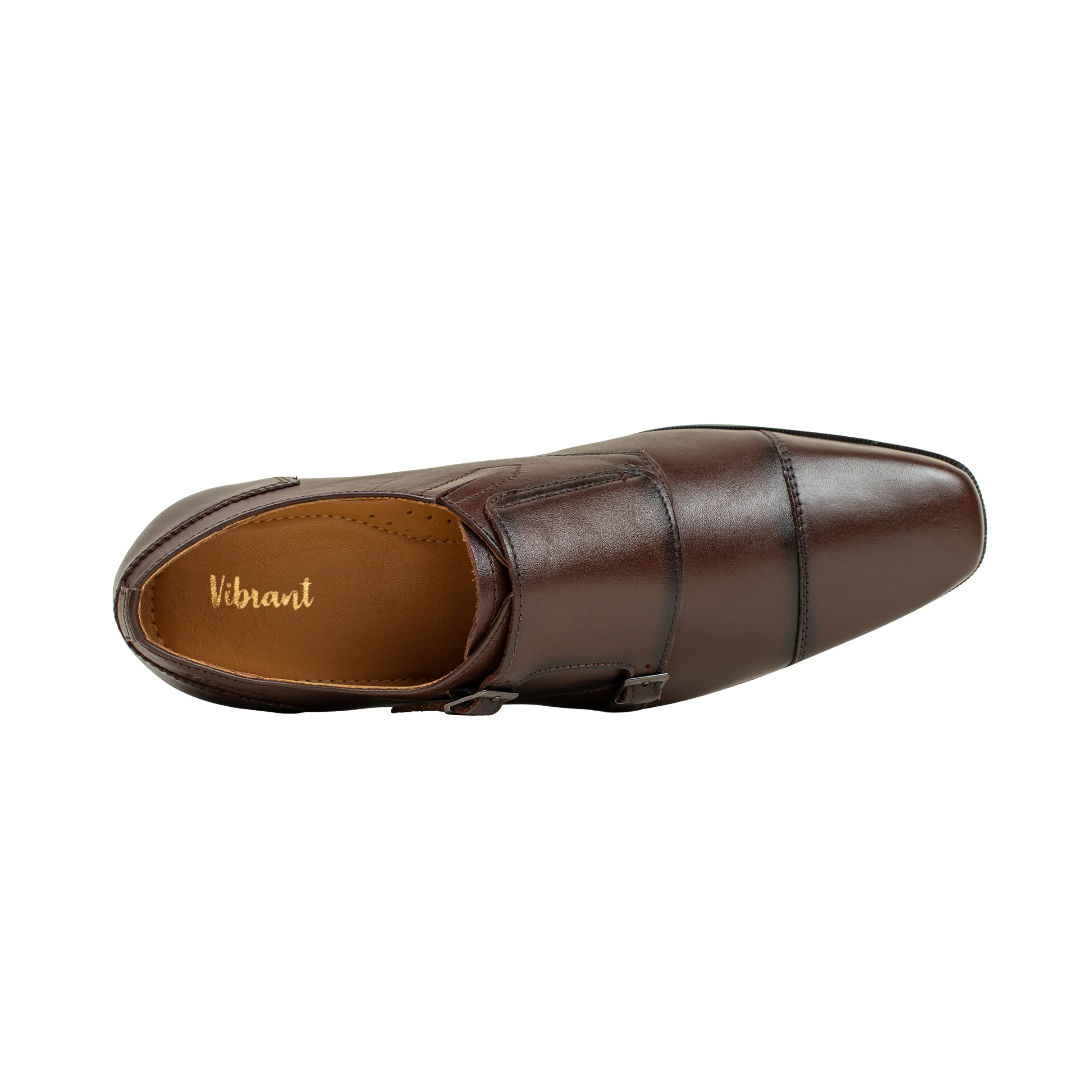 Vibrant Brown Classic Monk Men's Leather Formal Shoes | Vibrant® Elegant Dress Shoes - Image 2