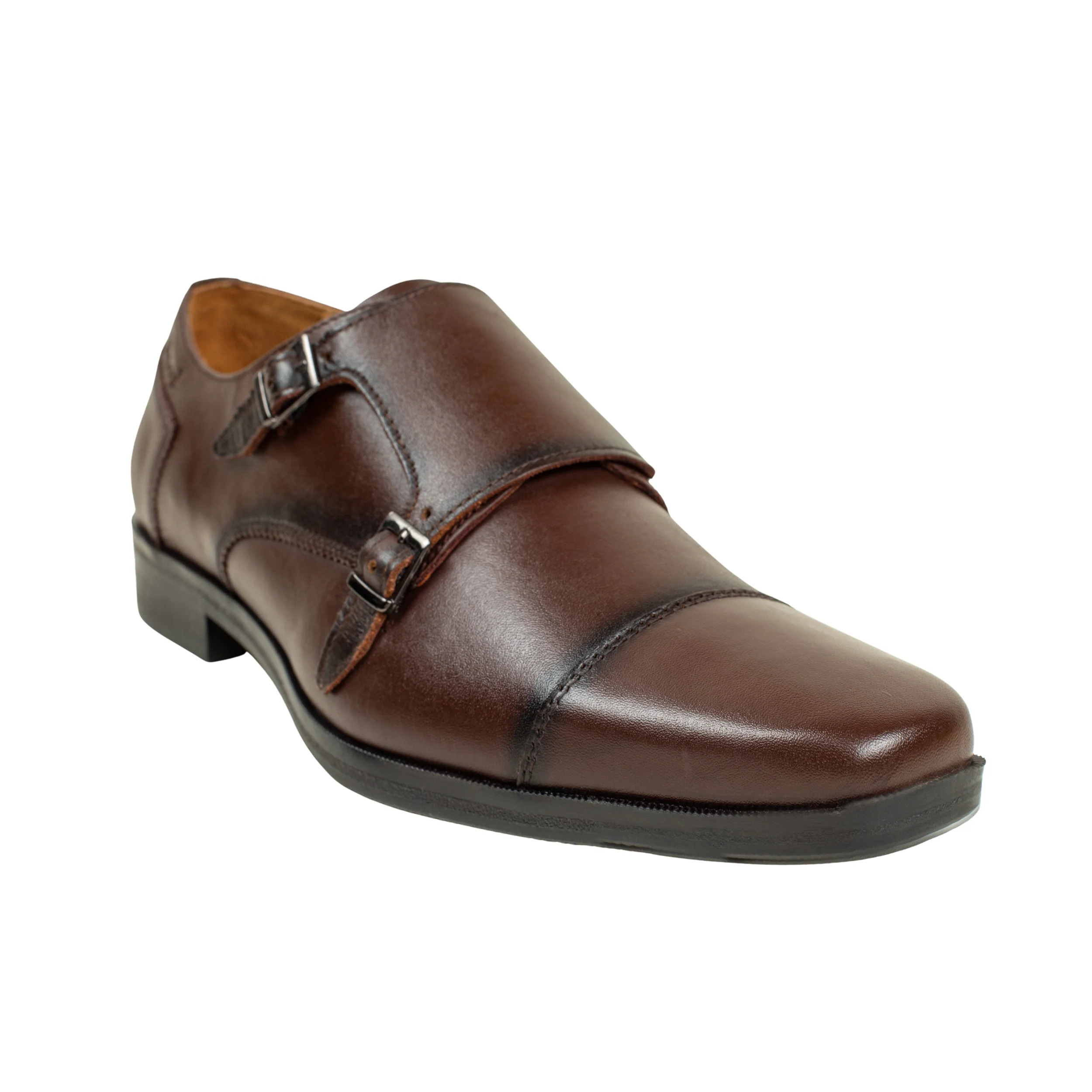 Vibrant Brown Classic Monk Men's Leather Formal Shoes | Vibrant® Elegant Dress Shoes - Image 4