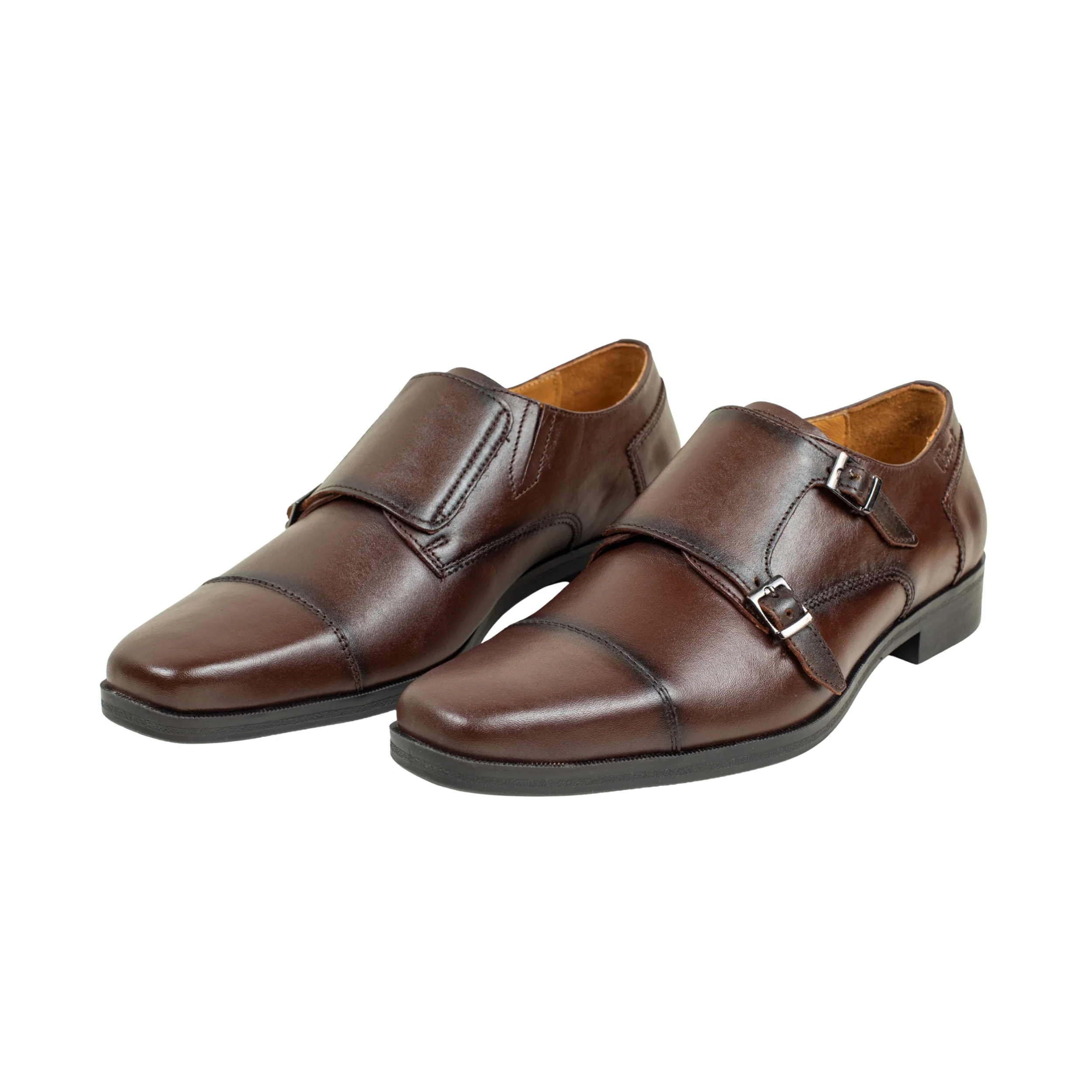Vibrant Brown Classic Monk Men's Leather Formal Shoes | Vibrant® Elegant Dress Shoes - Image 7