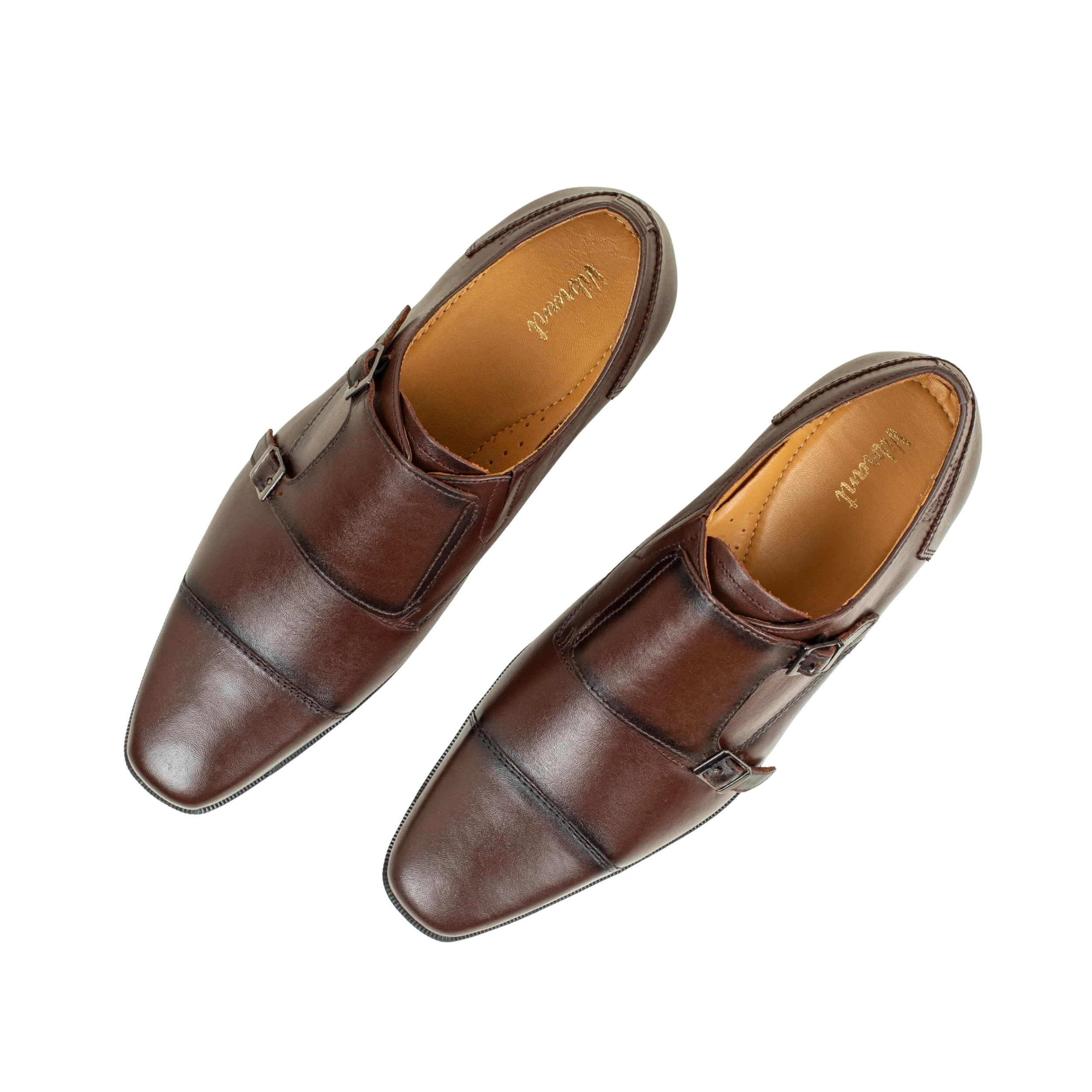 Vibrant Brown Classic Monk Men's Leather Formal Shoes | Vibrant® Elegant Dress Shoes - Image 8