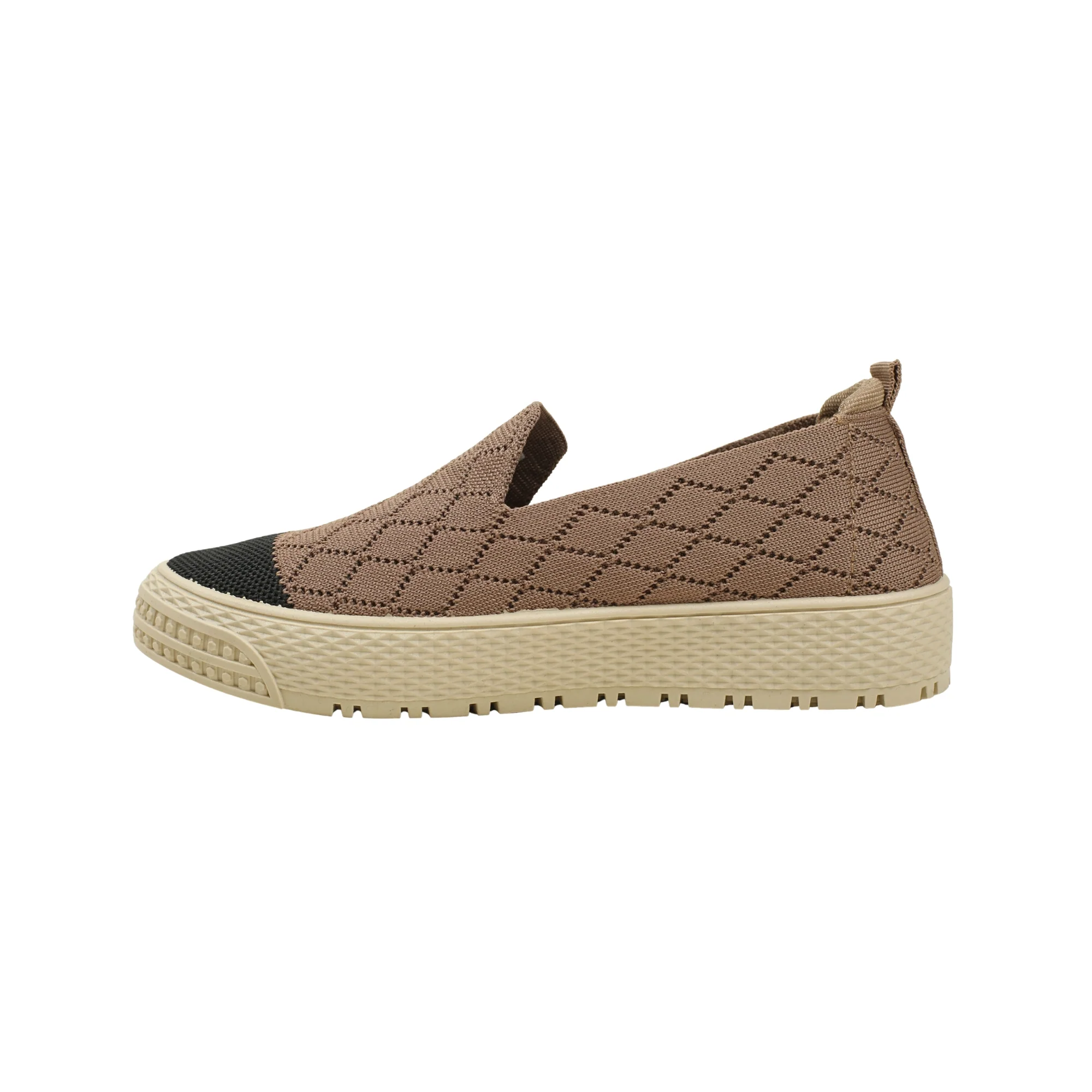 VIBRANT BROWN KNIT PLATFORM SLIP-ON SHOES - Image 3