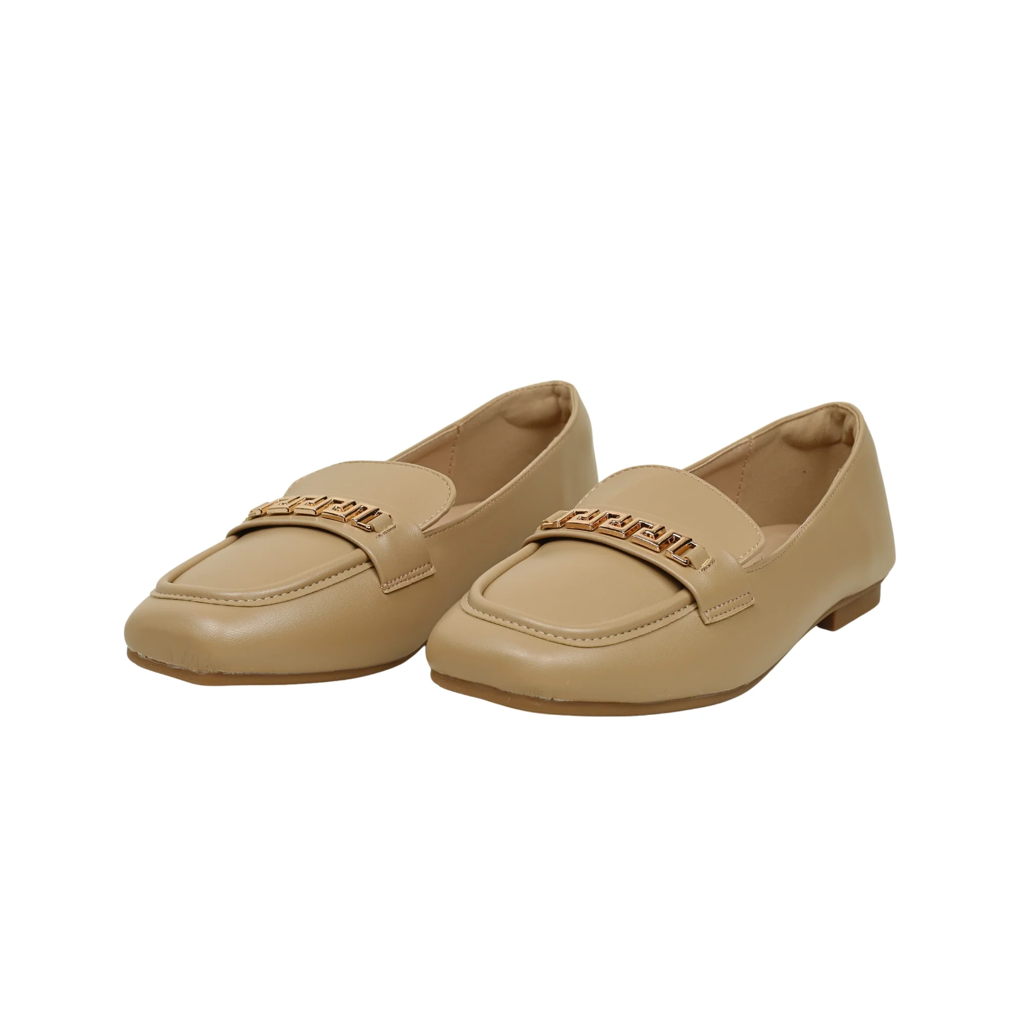 VIBRANT CHIC CHAIN BEIGE LADIES LOAFER SHOES - Image 5