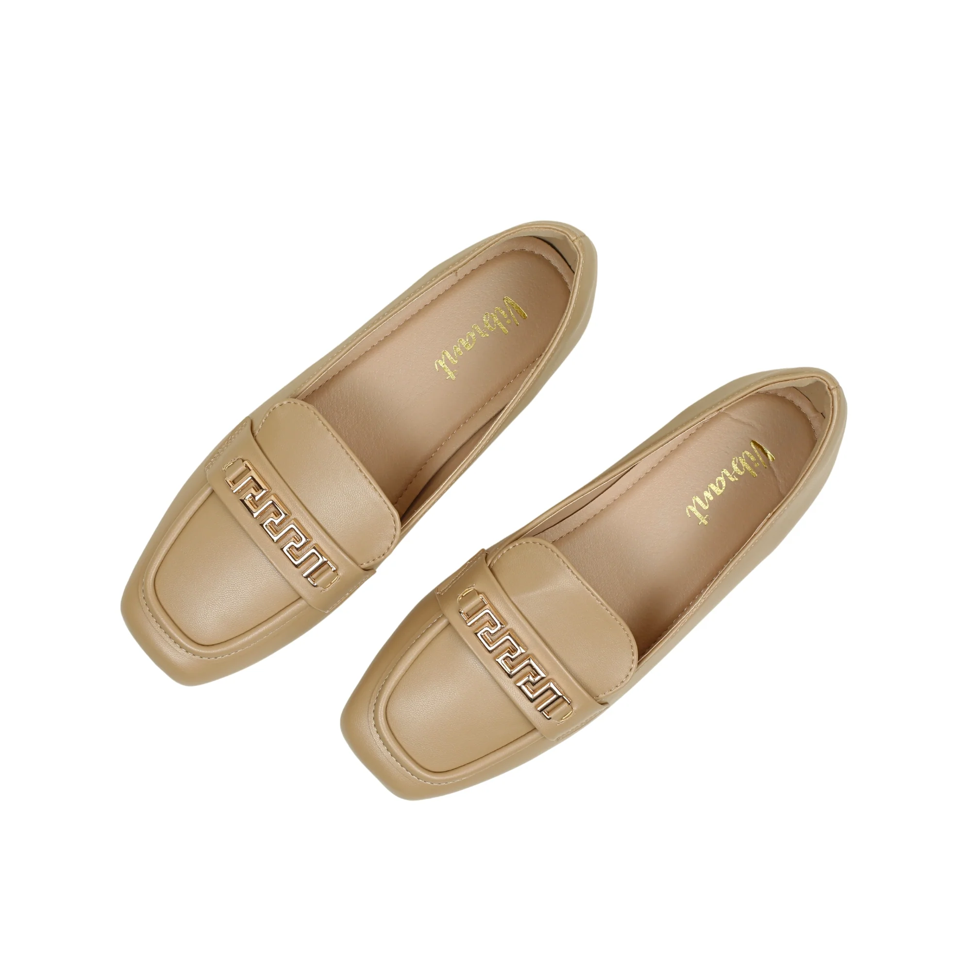 VIBRANT CHIC CHAIN BEIGE LADIES LOAFER SHOES - Image 6