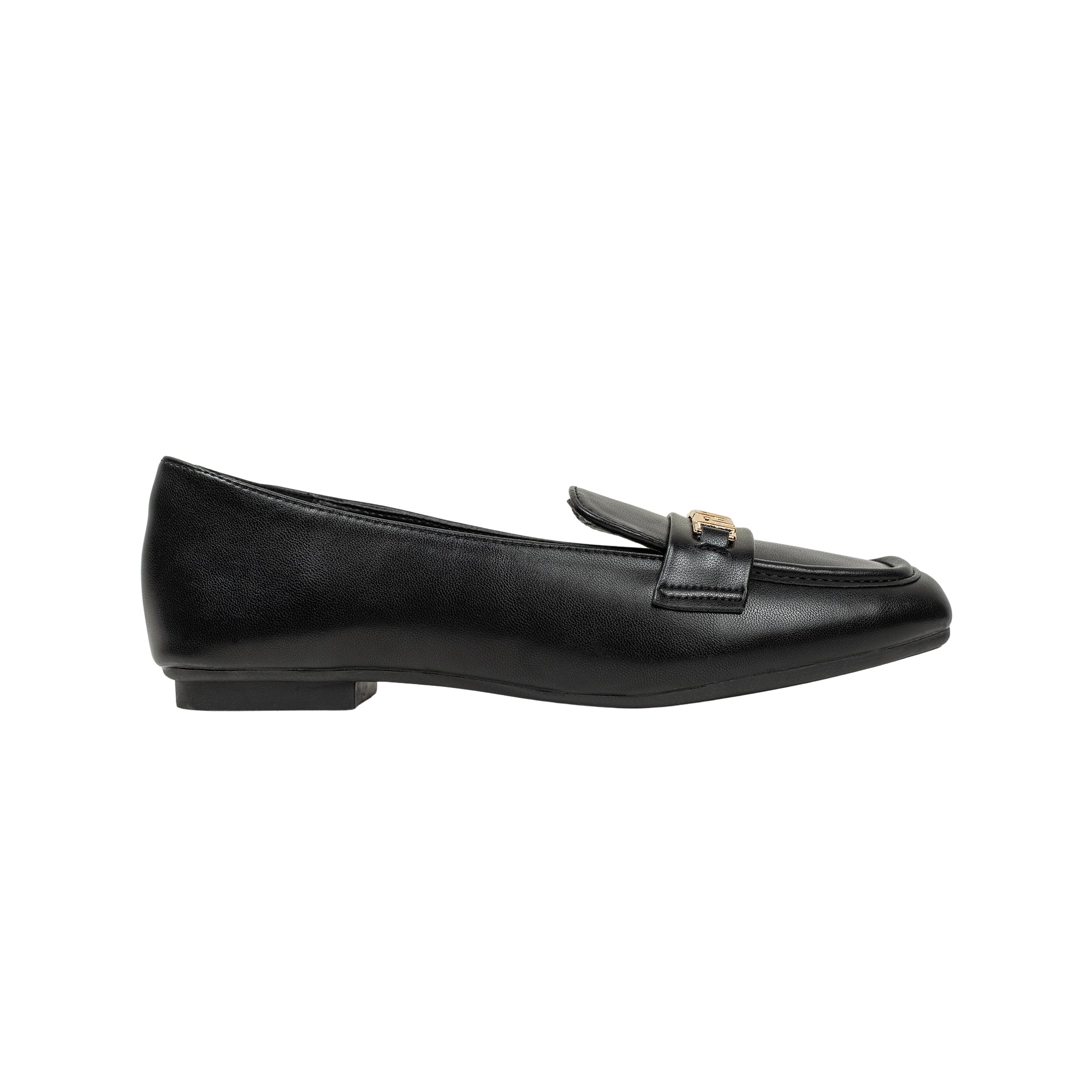 VIBRANT CHIC CHAIN BLACK LADIES LOAFER SHOES