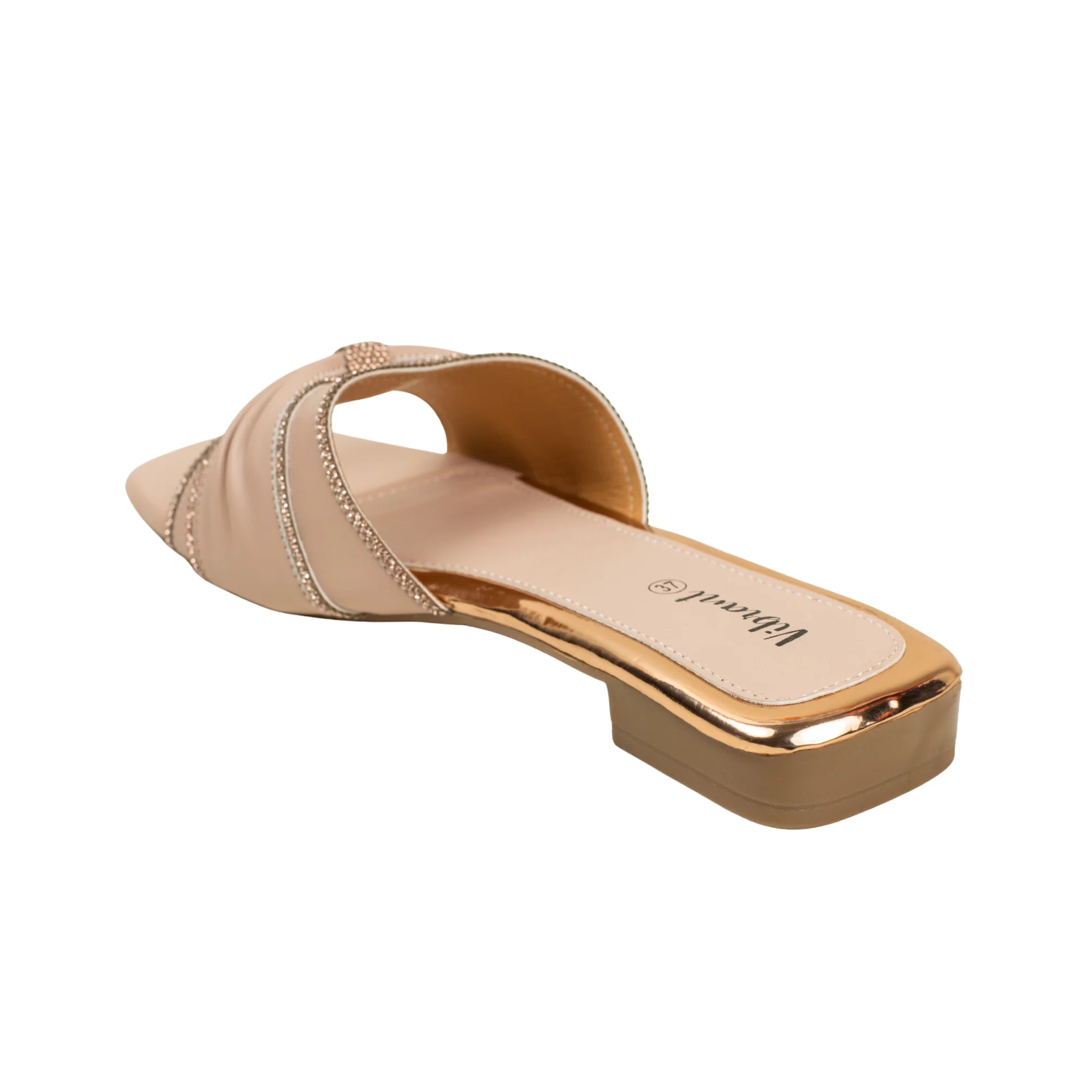 Vibrant Ladies' Beige Flat Sandal – Elegant PU Leather Slip-On with Cushioned Insole & TPR Sole - Image 4