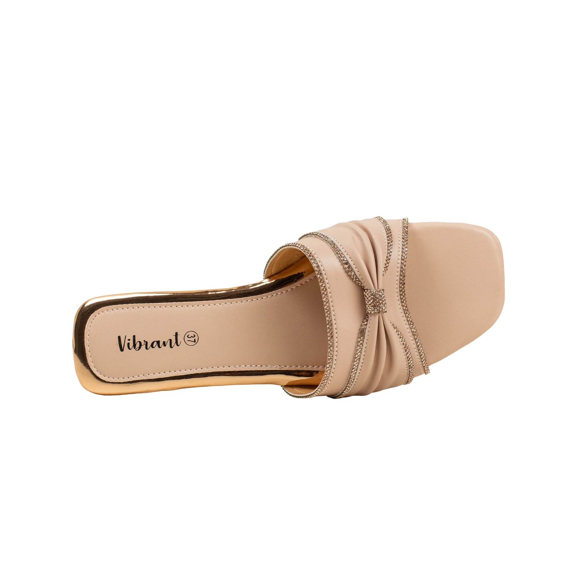 Vibrant Ladies' Beige Flat Sandal – Elegant PU Leather Slip-On with Cushioned Insole & TPR Sole - Image 5