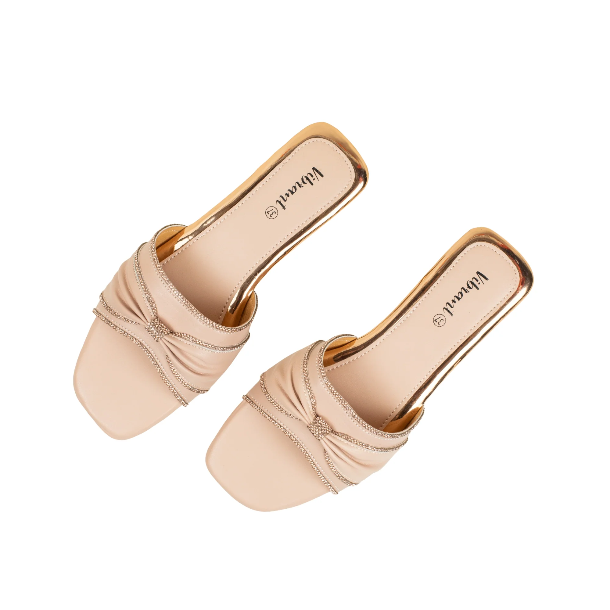 Vibrant Ladies' Beige Flat Sandal – Elegant PU Leather Slip-On with Cushioned Insole & TPR Sole - Image 8
