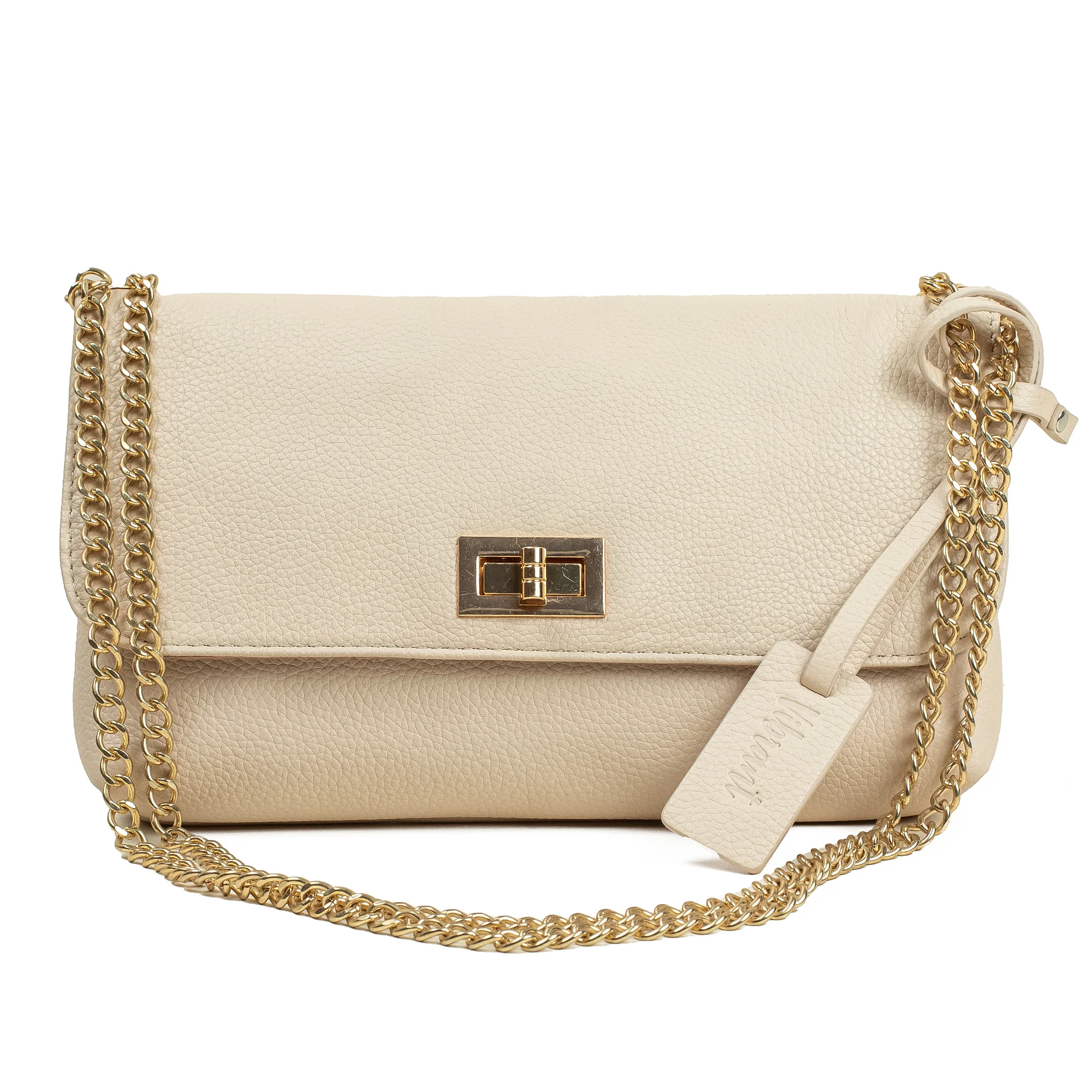 VIBRANT LADIES BEIGE LEATHER BAG