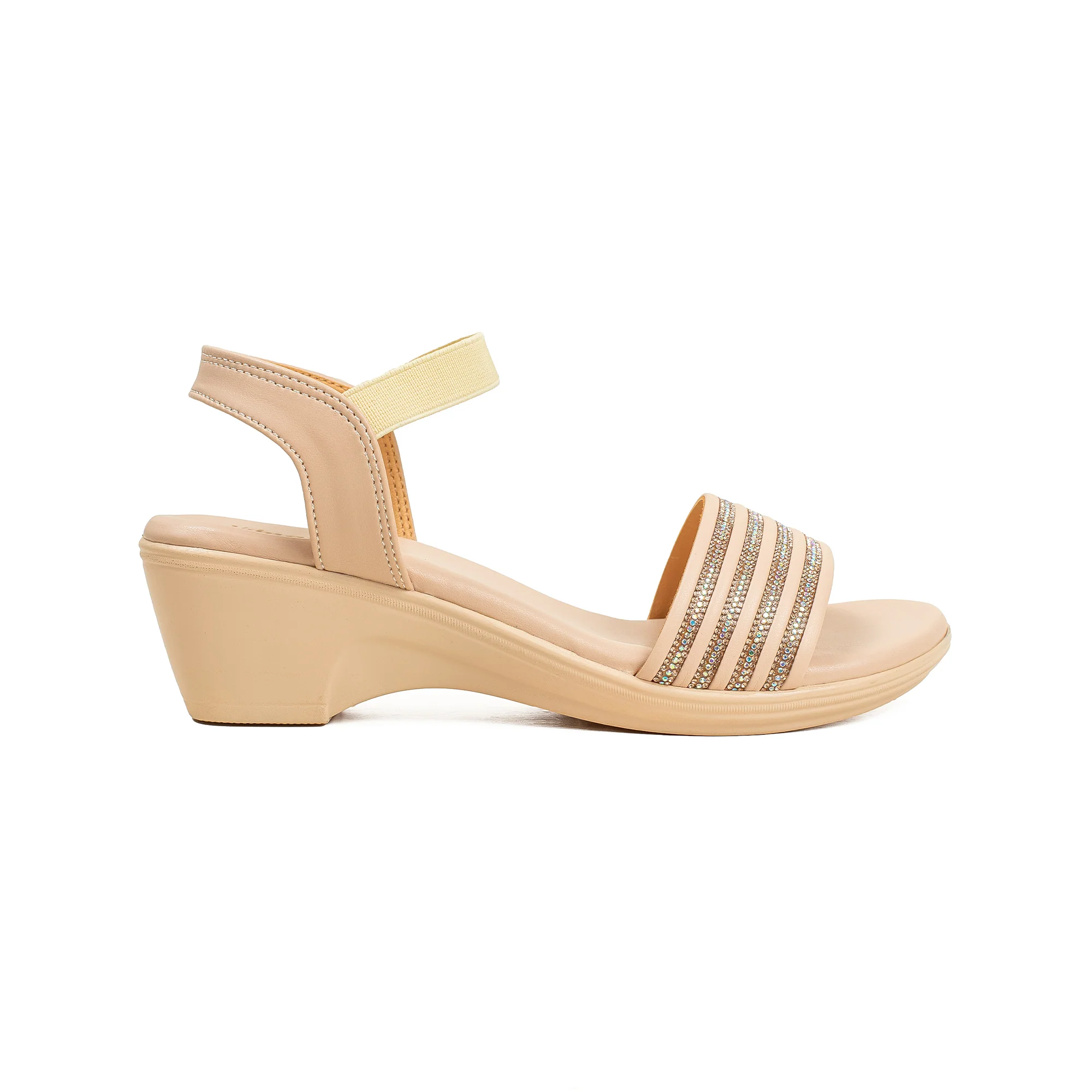 Vibrant Ladies Beige Wedge Heel Sandal