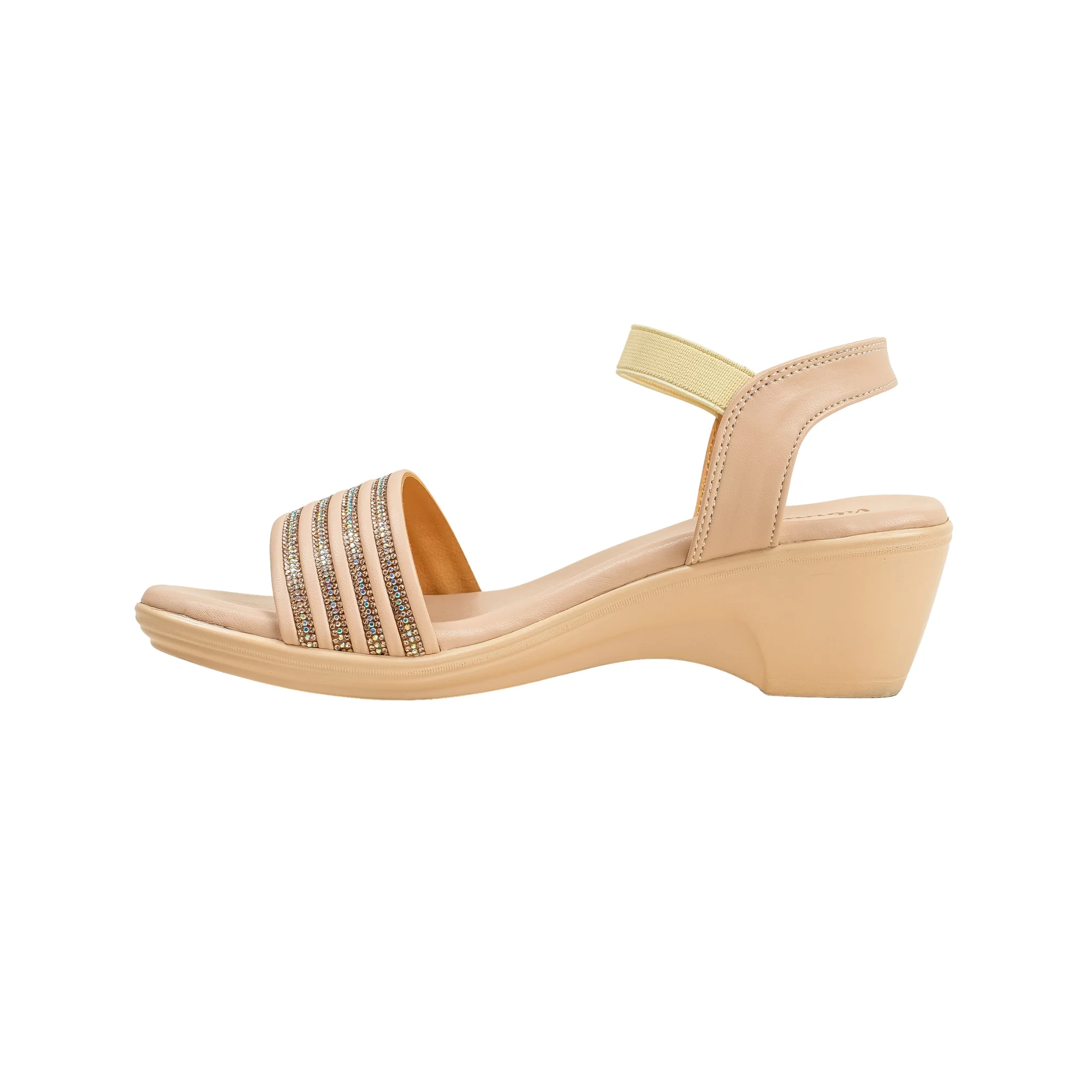 Vibrant Ladies Beige Wedge Heel Sandal - Image 3