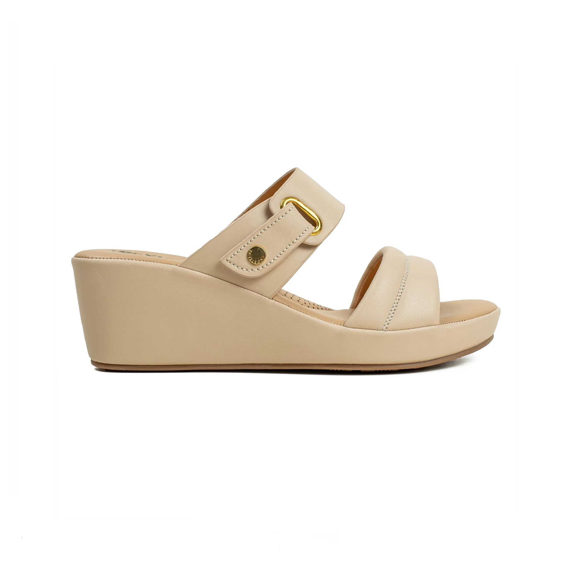 Vibrant Ladies’ Beige Wedge Heel Sandal – Dr. Vi Super Comfortable Fashion Sandal with PU Leather Upper & TPR Outsole