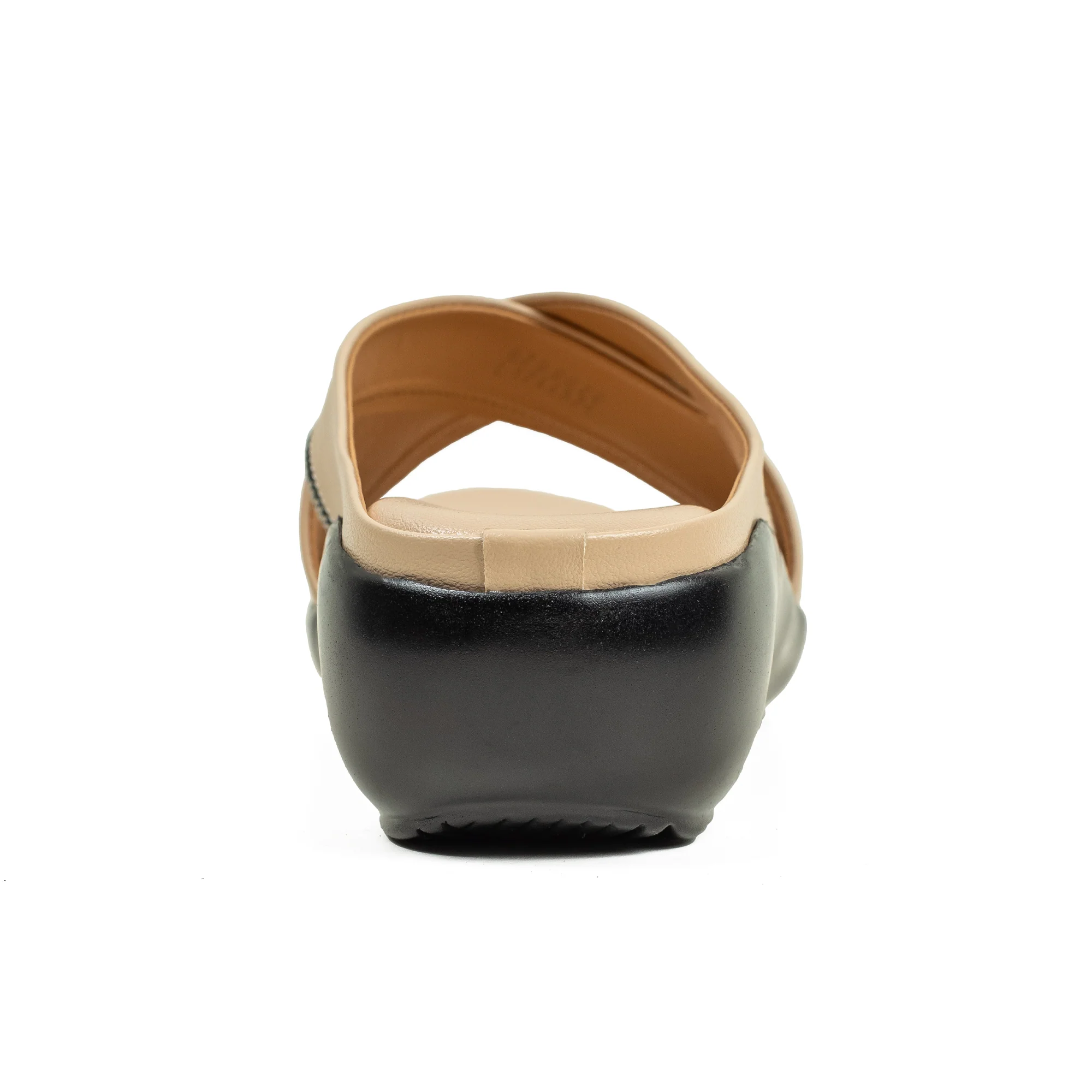 Vibrant Ladies’ Beige Wedge Heel Sandal – Elegant PU Leather Slip-On with Padded Insole for Comfort - Image 3