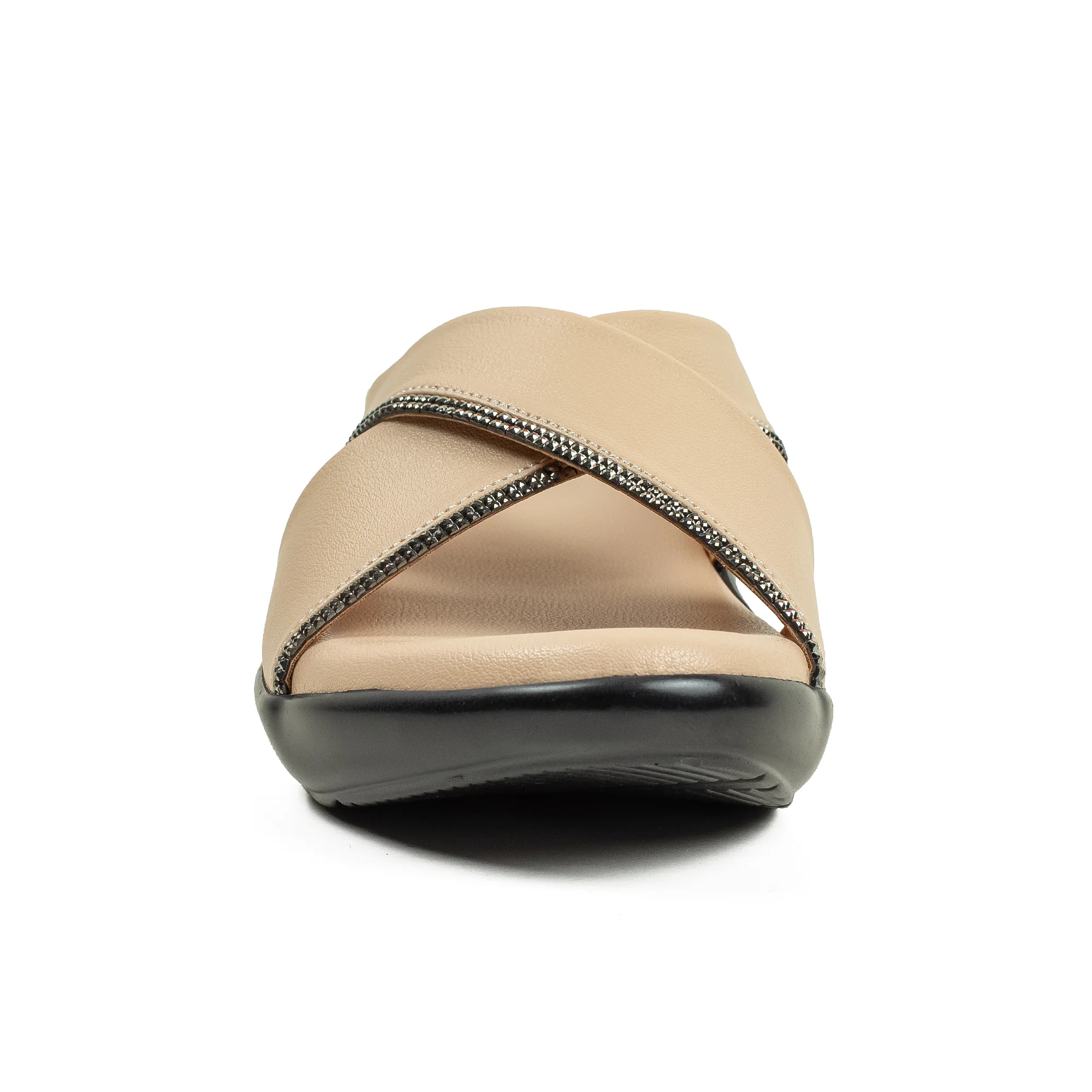 Vibrant Ladies’ Beige Wedge Heel Sandal – Elegant PU Leather Slip-On with Padded Insole for Comfort - Image 6